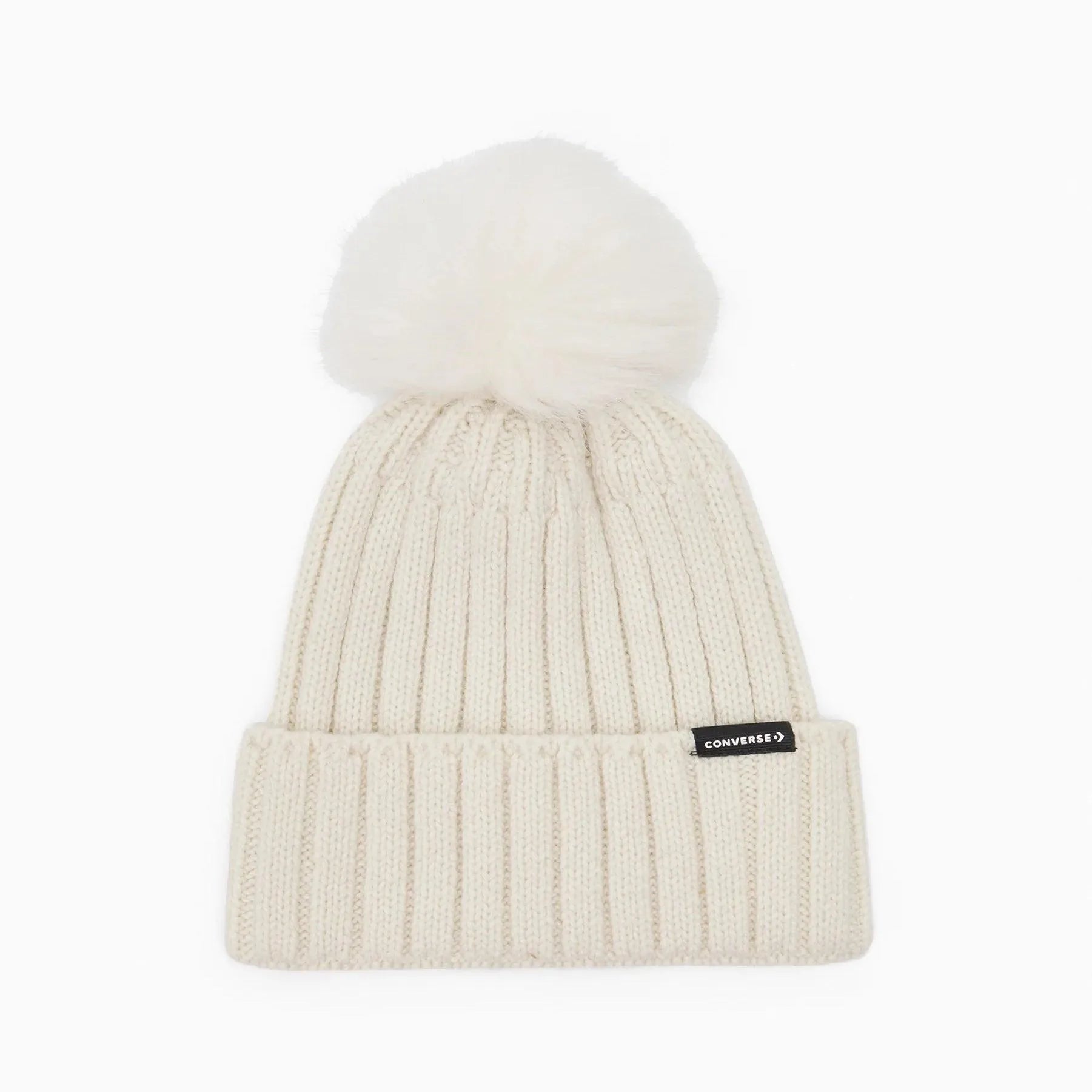Converse Pom Beanie Hat for Women & Men - Soft Knit Winter Beanie with Faux Fur Pom - Warm & Cozy Unisex Beanie for Cold Weather - Perfect for Skiing, Snowboarding & Outdoor Activities