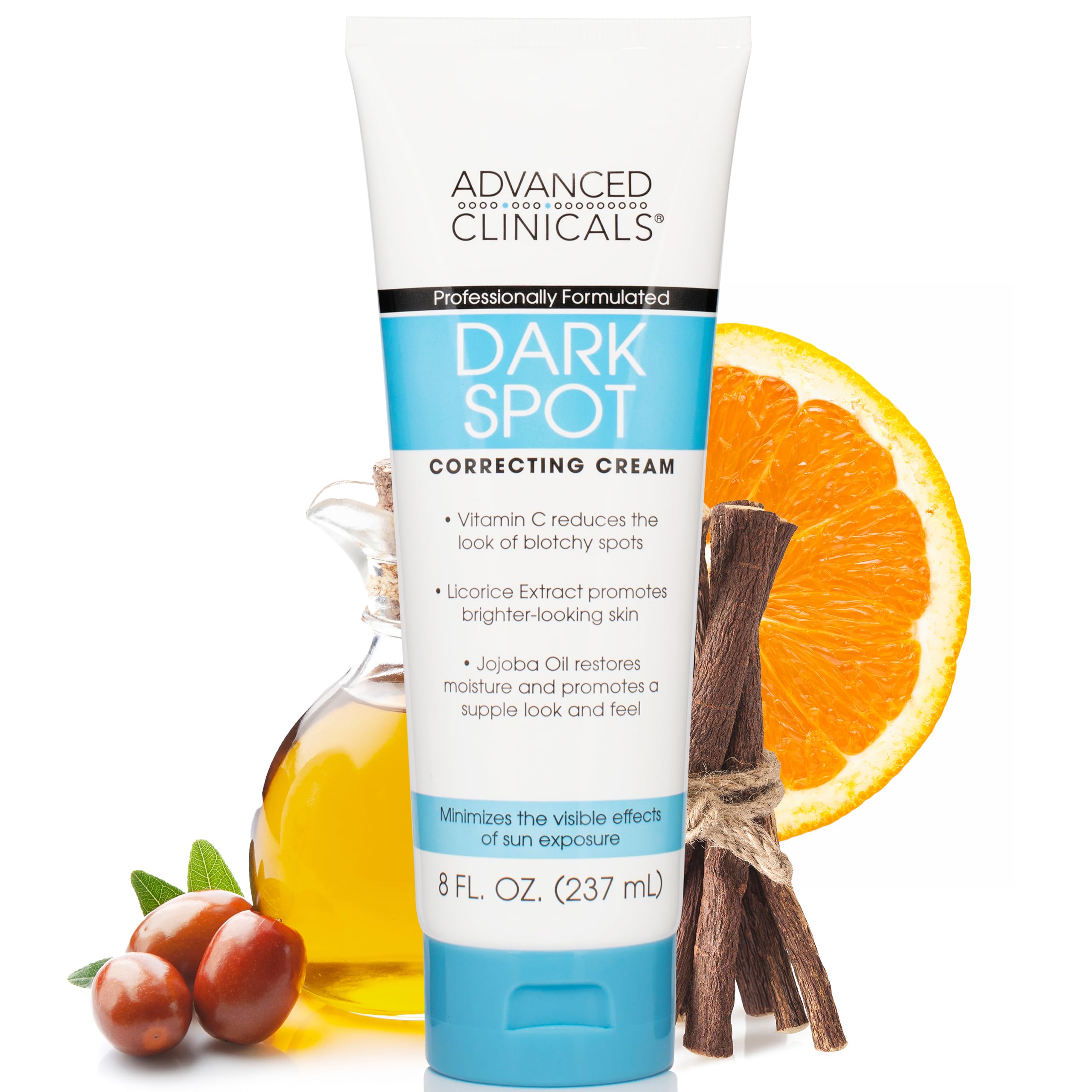 Advanced Clinicals Vitamin C Dark Spot Corrector Cream - Anti-Aging Face, Hand & Body Moisturizer for Age Spots, Blotchy Skin & Wrinkles - 8 Fl Oz Therapeutic Skincare | Brightens Skin Tone for Day & Night Use