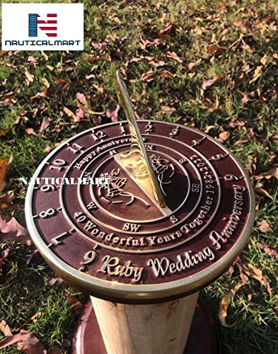 Ruby Wedding Anniversary Sundial Gift - 40th Year Keepsake for Couples - Perfect for Outdoor Garden, Patio & Home Decor