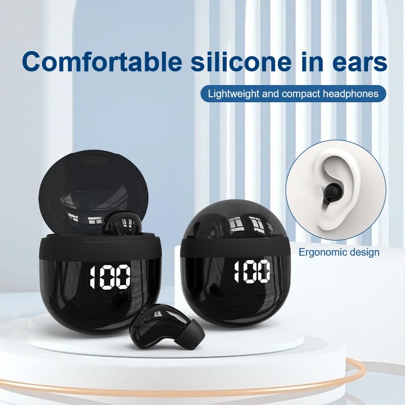 Smallest Invisible Mini Wireless Bluetooth Earbuds - Low Profile Micro Tiny Discreet Hidden Earbuds for Work & Sleep - IPX5 Waterproof Earphones for Office, Gym & Travel
