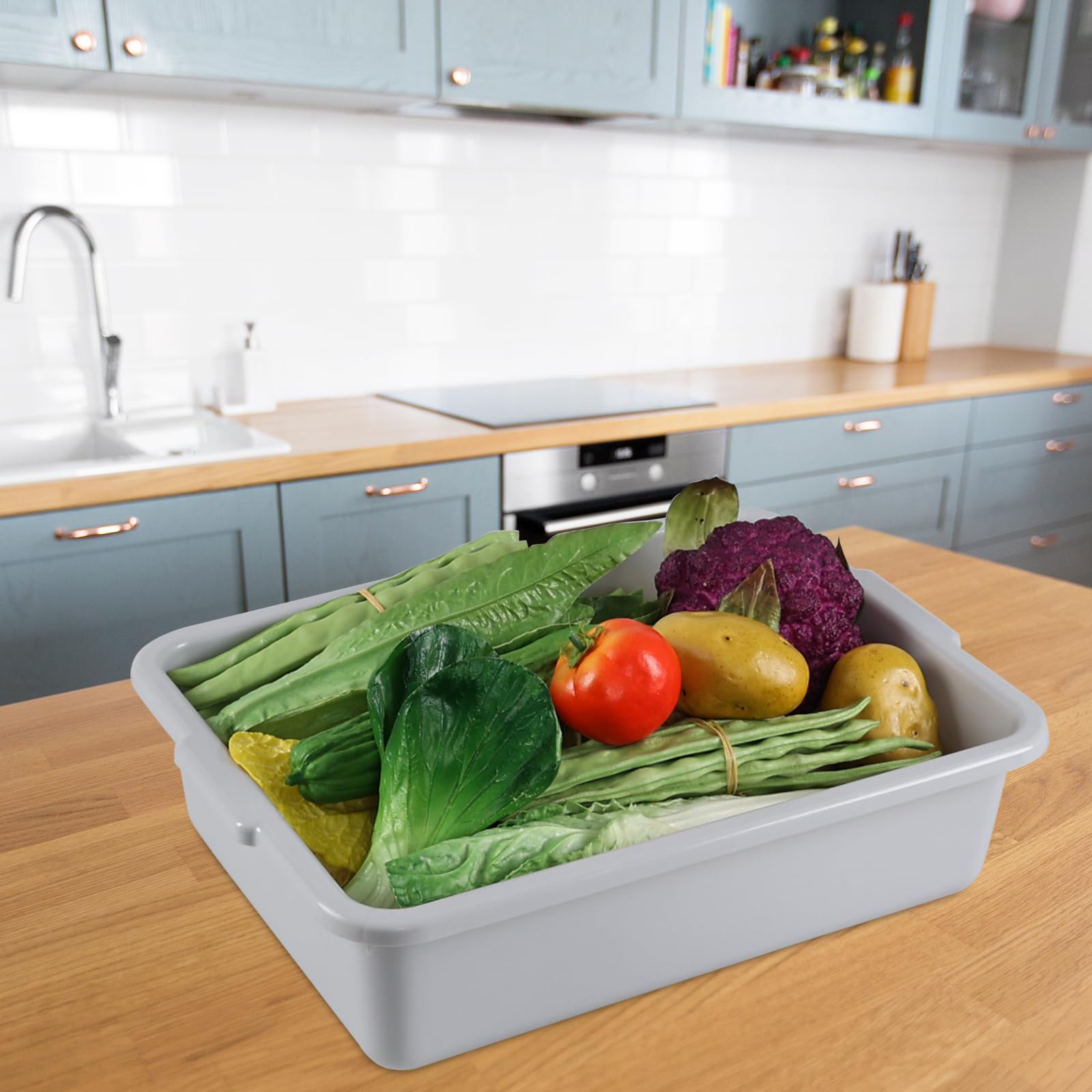 13L Commercial Plastic Bus Boxes for Restaurants - Heavy Duty Gray Bus Tubs (4-Pack) | Food Storage, Dishwashing & Kitchen Organization