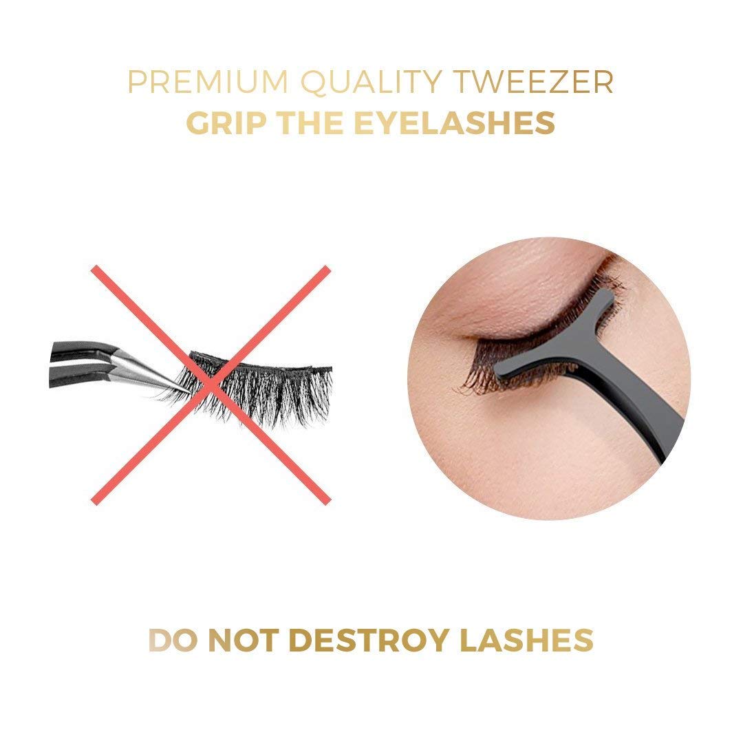 Professional Magnetic False Eyelash Applicator & Remover - Stainless Steel Multifunction Eyelash Tweezers for Extensions | Perfect for Salon, Home Use & Makeup Artists | L'Exquise Paris Black Eyelash Tool Kit