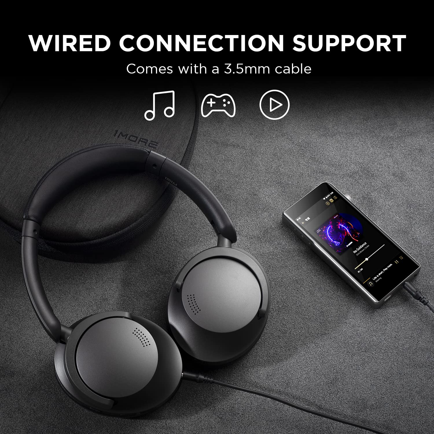 1MORE SonoFlow Active Noise Cancelling Wireless Over-Ear Headphones with 5 Mics, LDAC Hi-Res Audio, 70H Battery, App EQ Control, Foldable Design - Perfect for Travel, Work & Music Lovers (Black)