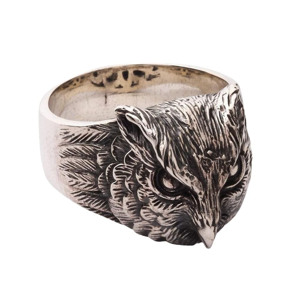 Owl Head 925 Sterling Silver Band Ring for Women - Handmade Vintage Boho Jewelry - Perfect for Gift Giving, Everyday Wear & Special Occasions