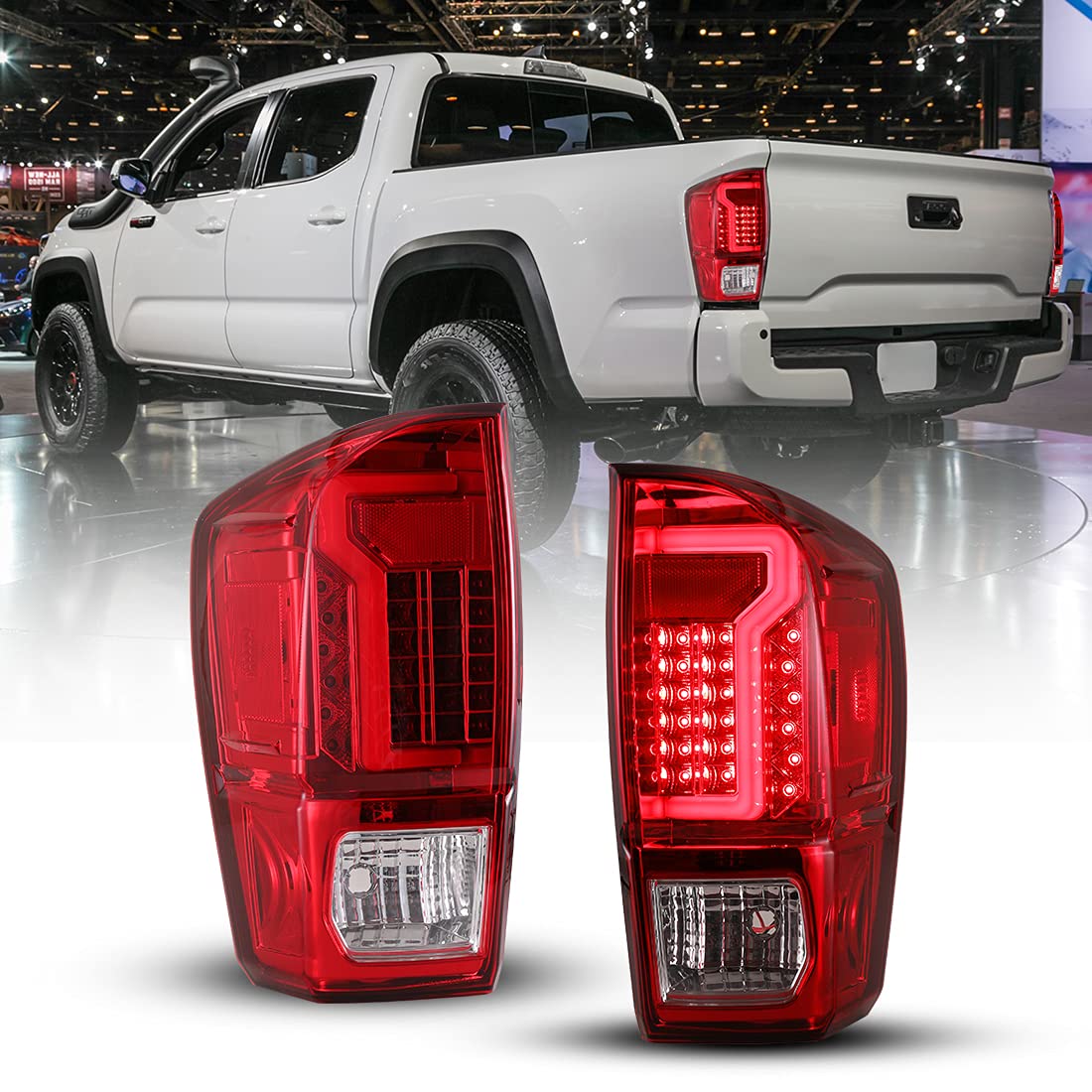 Nixon Offroad LED Tail Lights for 2016-2021 Toyota Tacoma - Red Lens LED Brake Lights & Turn Signals with DRL | Waterproof Rear Light Assembly Replacement for Tacoma Pickup Truck (Driver & Passenger Side) | Perfect for Off-Roading, Night Driving & Enhanced Safety