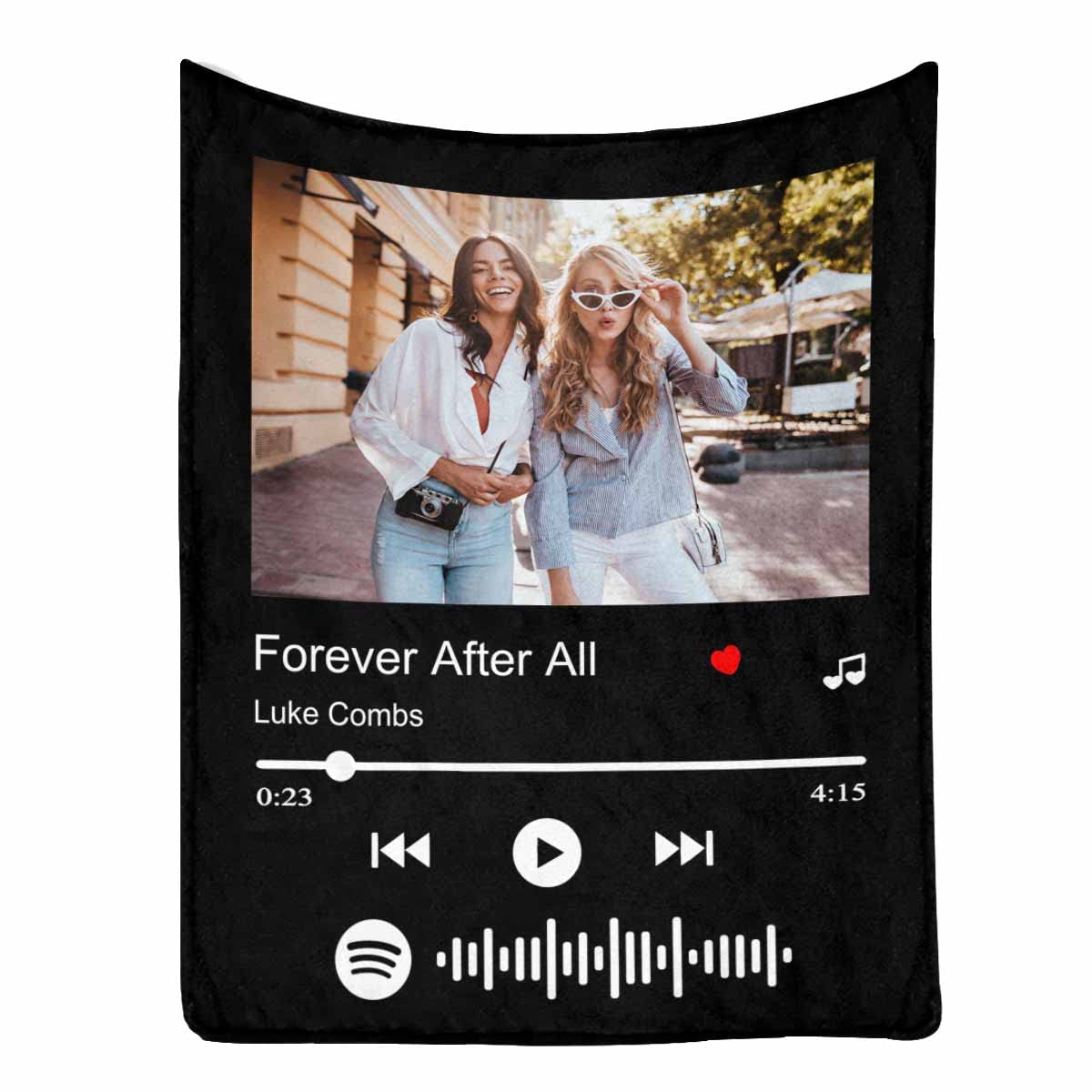 Custom Photo & Spotify Code Blanket - Personalized Best Friend Gift for Women, BFF Birthday Present, Long Distance Friendship Throw Blanket with Music & Artist Name - 40x50 Inches - Perfect for Sister, Anniversary & Special Occasions