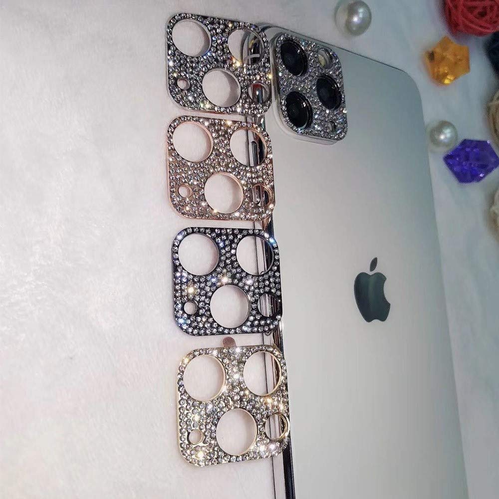 2 Pack 3D Glitter Bling Diamond Camera Lens Cover Protector for iPhone 12 - Silver | Scratch-Resistant Sticker Protector | Perfect for Parties, Travel & Everyday Protection