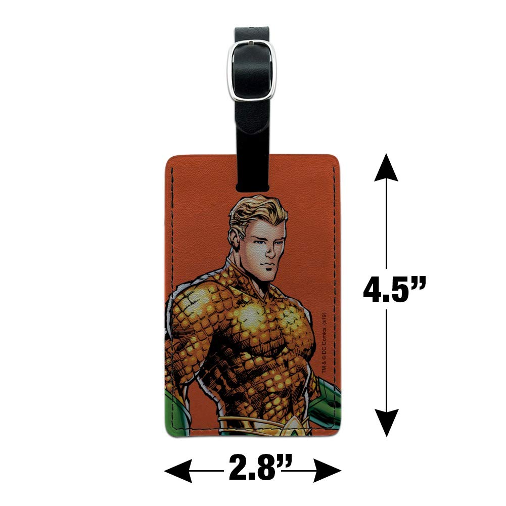 Aquaman Character Rectangle Leather Luggage Tag - Durable Suitcase ID Tag for Travel Bags, Carry-On & Backpacks - Perfect for Vacation, Business Trips & Cruise Adventures