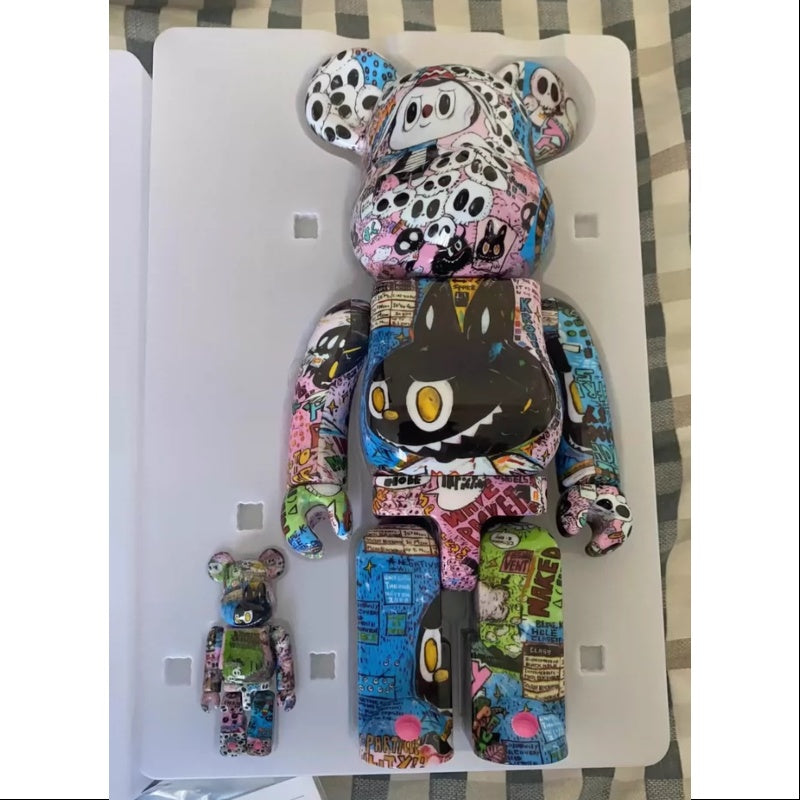 Labubu The Monsters Kasing Lung x Bearbrick 400% & 100% Collectible Figure Set - Limited Edition Art Toy for Display, Gifts & Anime Collections