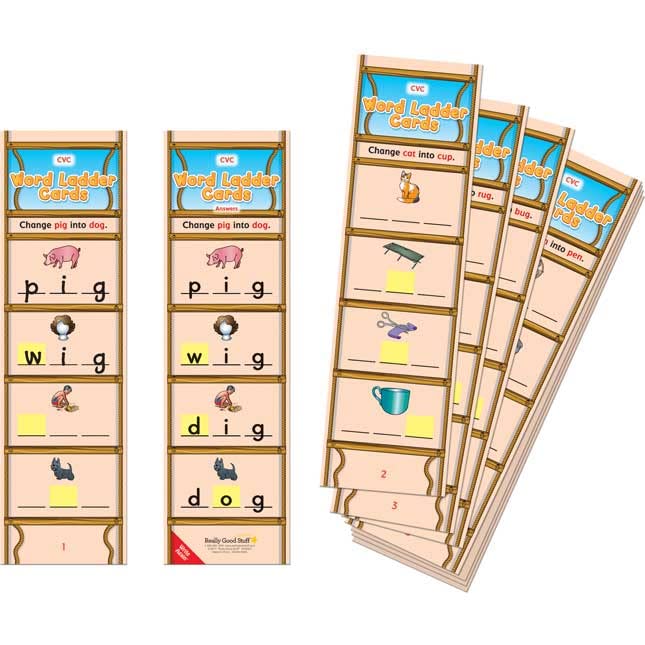 Really Good Stuff Word Ladder Card Sets - Vocabulary Building Educational Games for Kids | Perfect for Classroom Learning & Homeschool Activities
