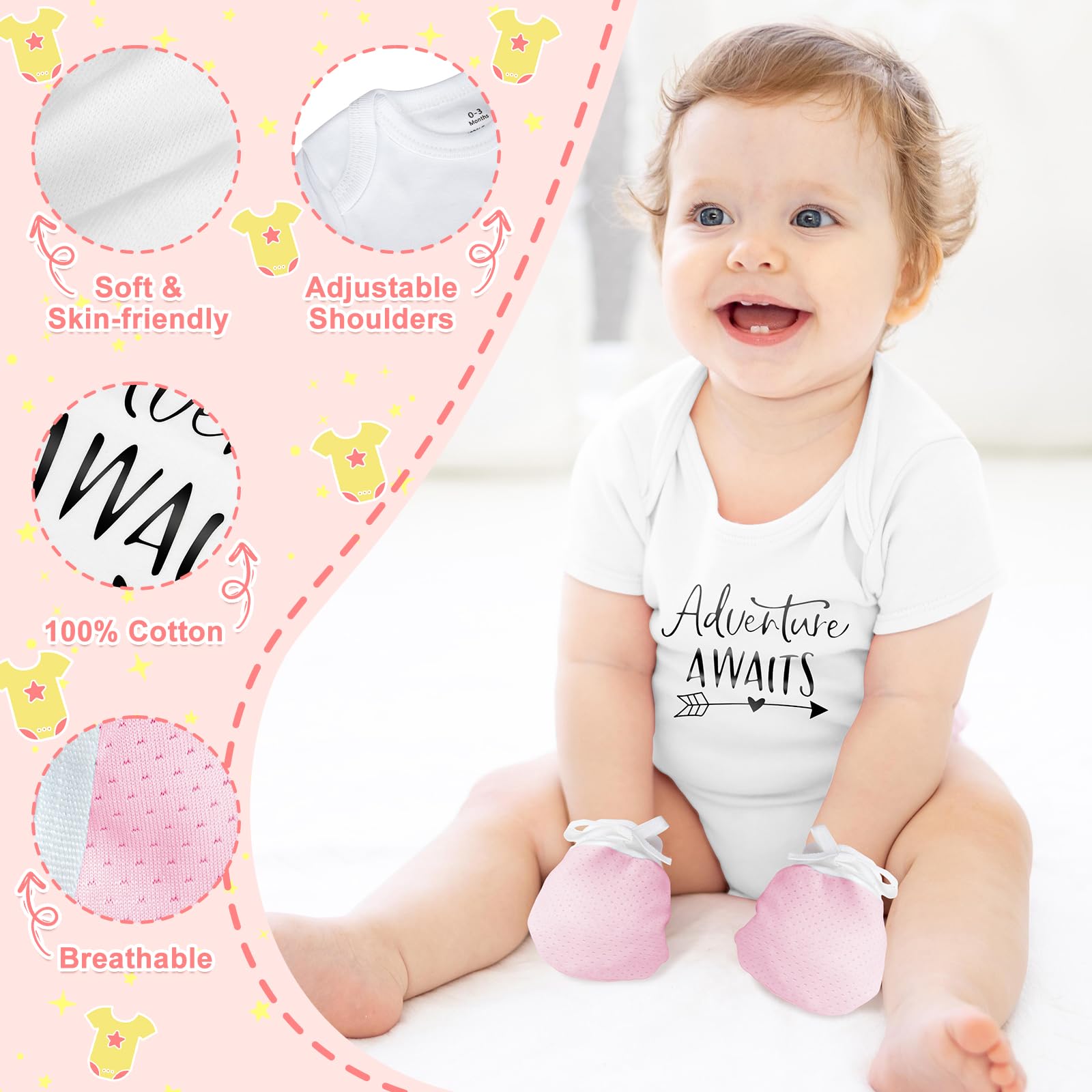 10Pcs Premium Baby Shower Gift Set for Girls - Essential Welcome Baby Girl Gift Basket with Cute Outfits, Blanket & Accessories - Perfect for Newborn Celebrations, Christening & First Birthday Parties
