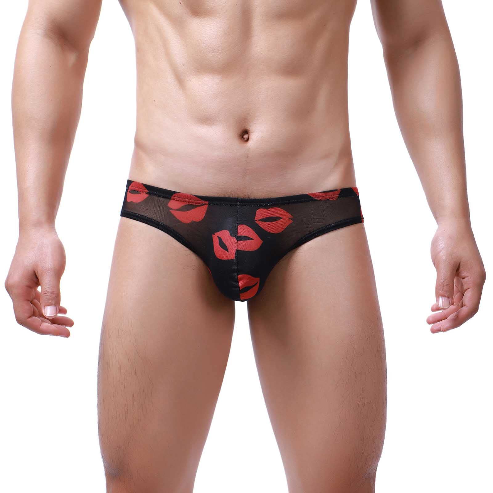 Sexy Men's Underwear with Lipstick Lips Print - Fashion Briefs, Boxers & Thongs - Comfortable Cotton Underpants for Daily Wear, Loungewear & Gifts