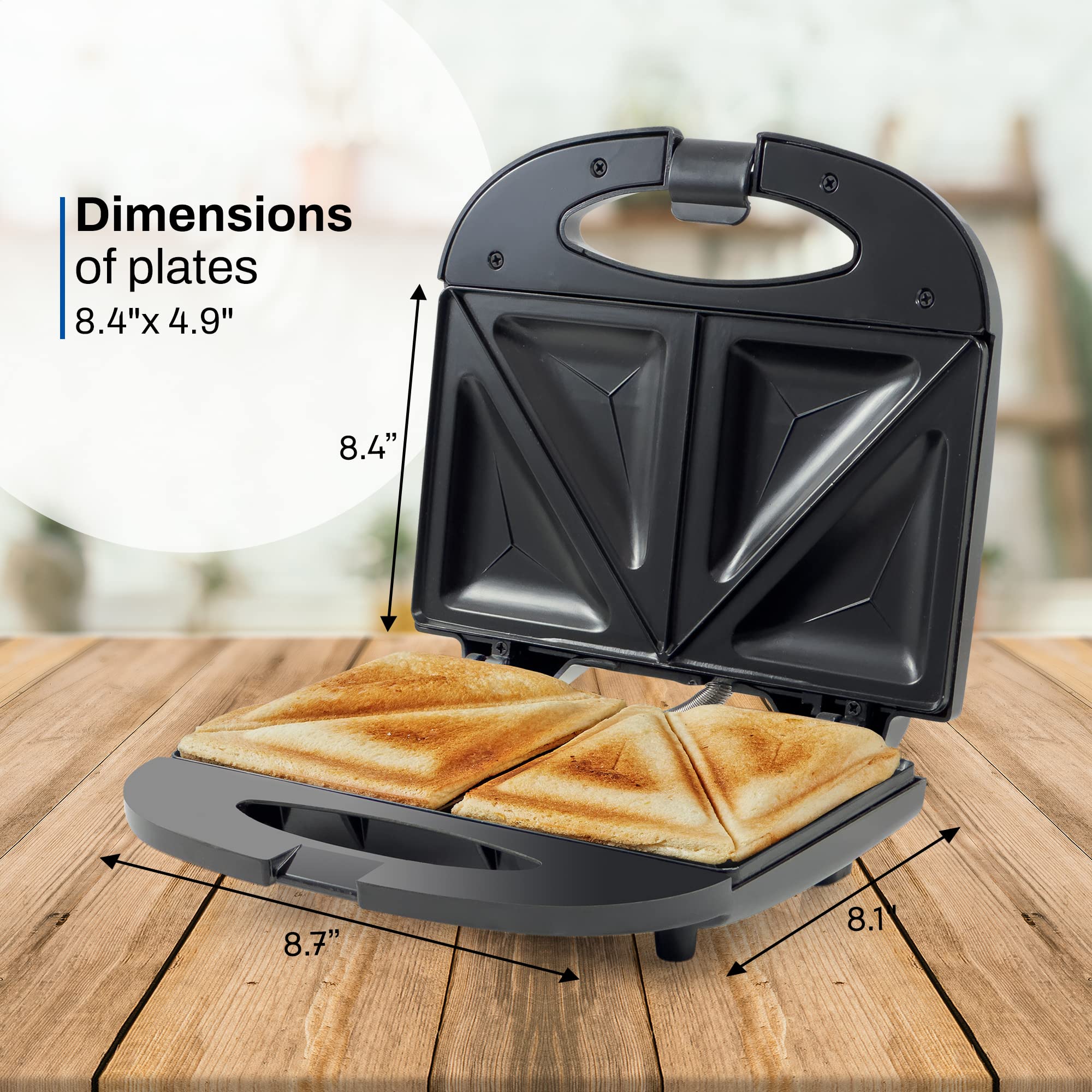 Elite Gourmet ESM-2207 2-Slice Sandwich Panini Maker - Non-Stick Surface for Grilled Cheese, Tuna Melts & Omelets - Perfect for Breakfast, Lunch & Quick Snacks at Home or Office (Black)