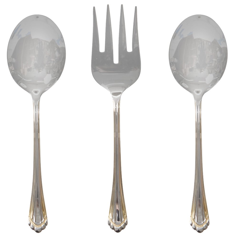 Premium 75-Piece Venezia Collection Flatware Set - 18/10 Surgical Stainless Steel Silverware for 12 with 24K Gold-Plated Serving Pieces - Elegant Dining Cutlery Set for Formal Dinners, Weddings & Special Occasions