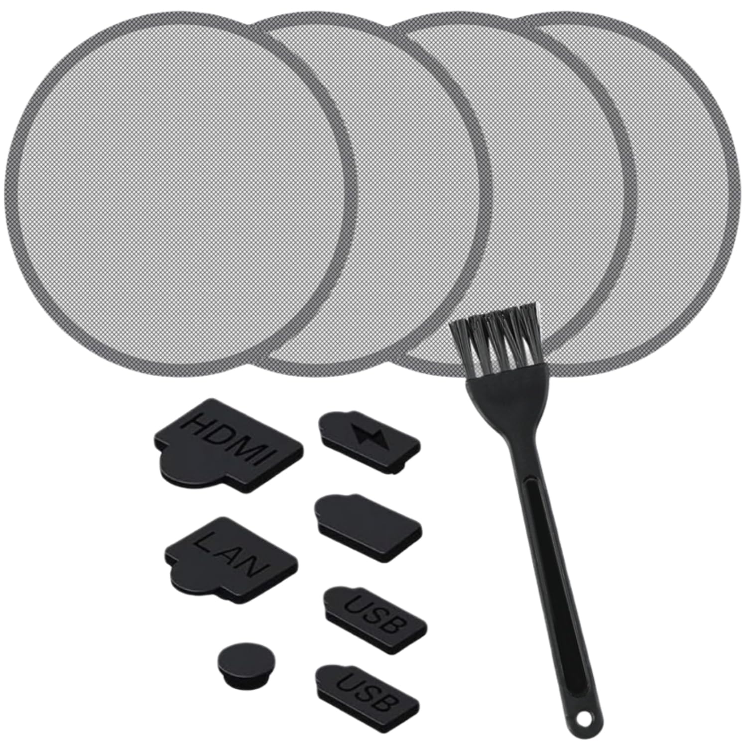 4Pcs PS5 Cooling Fan Dust Screen & Heat Dissipation Ventilation Covers with 1 Silicone Dust Plug Set - Compatible with PS5 Pro & Slim Models - Prevent Overheating & Dust Protection for Gaming Consoles