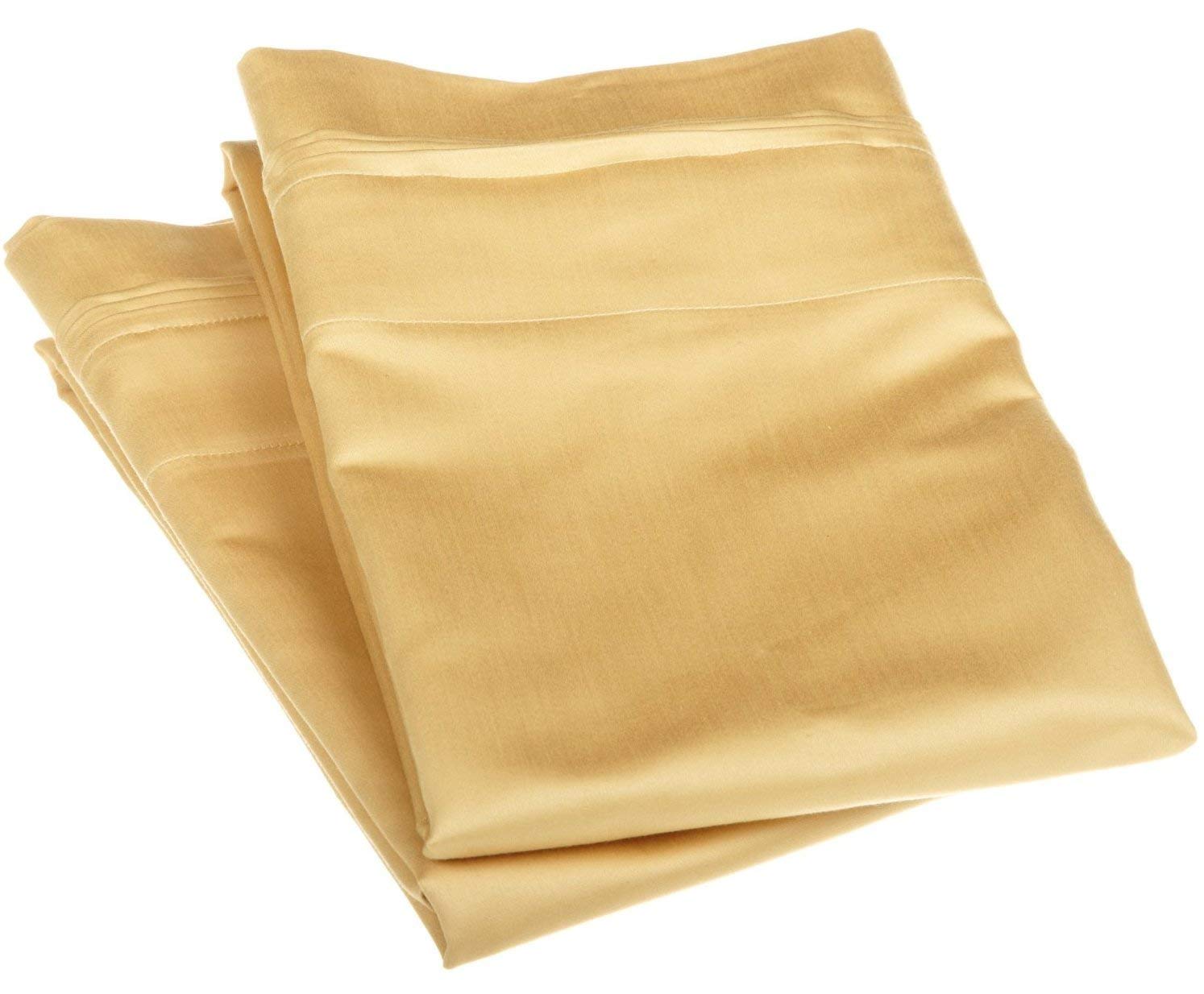 Premium 100% Egyptian Cotton Pillowcases - 1500 Thread Count King Size Luxury Bedding Set (Gold) for Hotel, Home & Spa Use