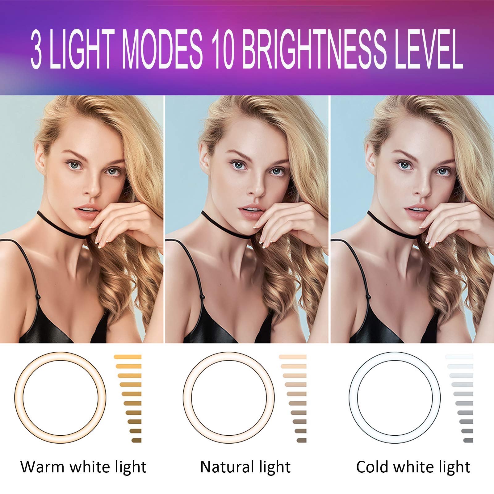10-inch RGB Ring Light with 17 Colors & Adjustable Tripod Stand - Dimmable LED Circle Light for Makeup, Live Streaming, YouTube Videos, TikTok Content Creation & Photography