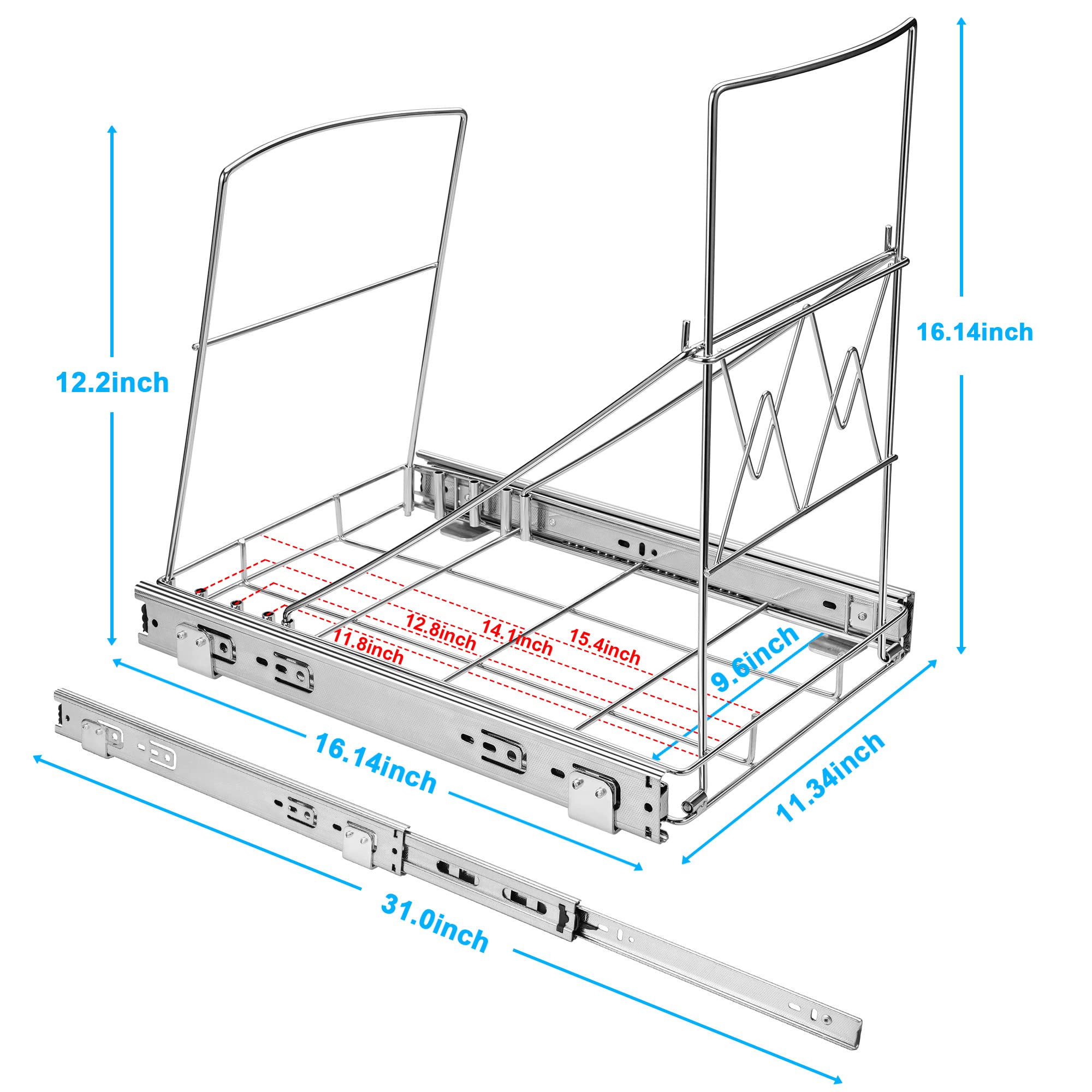 Under Cabinet Pull Out Trash Can - Adjustable Sliding Waste Bin Frame for Kitchen (Trash Can Not Included) - Perfect for Small Spaces & Organized Home Kitchens
