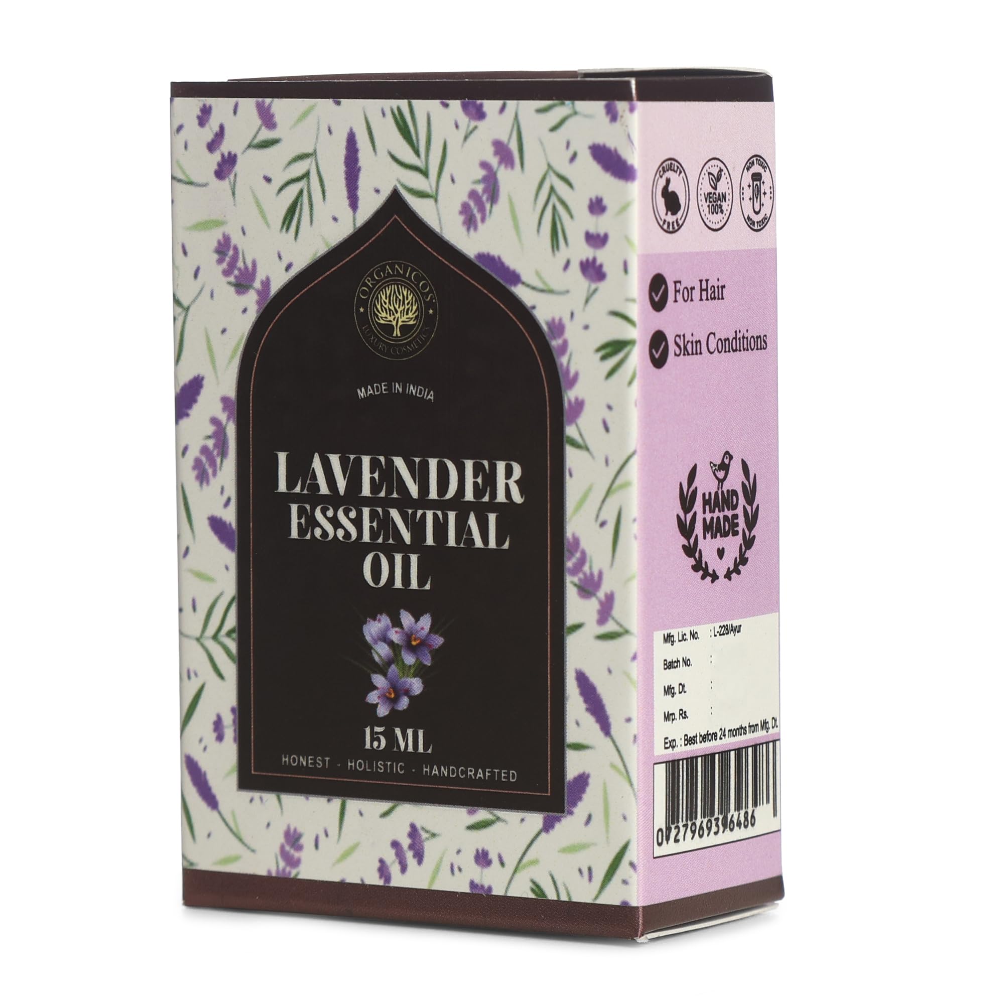 Organic Lavender Essential Oil for Skin & Hair Care - 100% Pure Natural Aromatherapy Oil | Stress Relief, Relaxation & Home Fragrance | Steam Distilled Therapeutic Grade for Massage, Diffuser & Bath