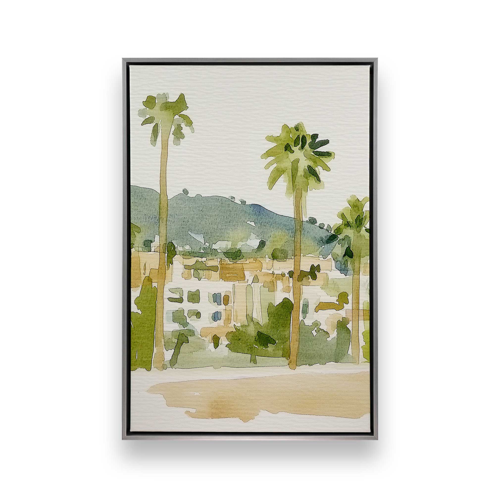Desert Palms and Villas III Canvas Wall Art Print - Tropical Landscape Painting for Living Room, Bedroom & Office Decor