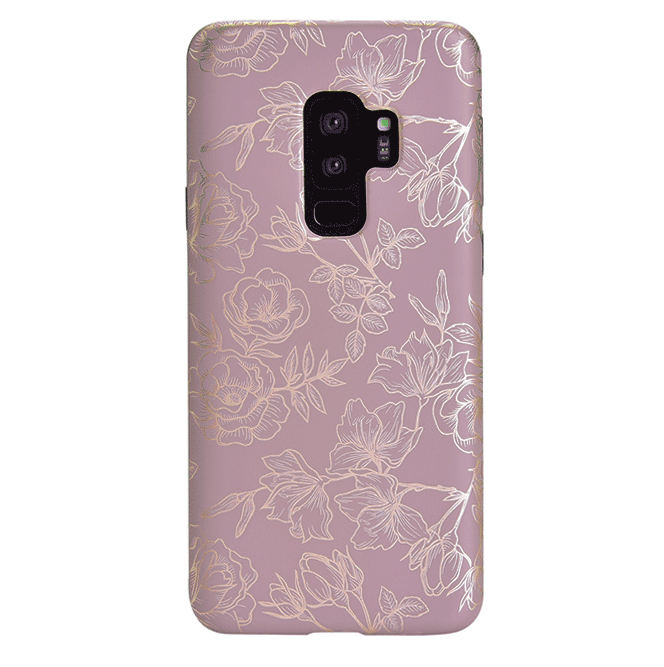 Dusty Rose Chrome Floral Samsung Galaxy Phone Case - Elegant Protective Cover for Galaxy S21/S22/S23 - Perfect for Everyday Use, Work & Travel