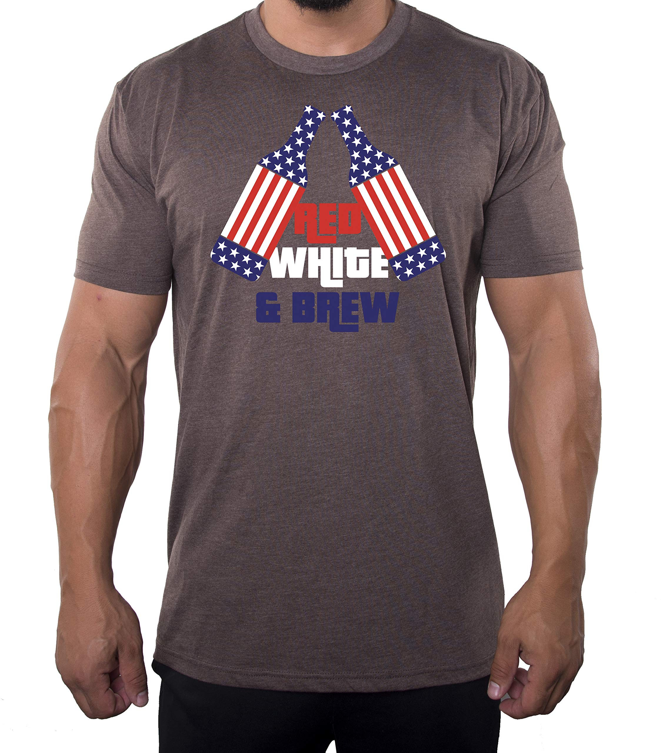 Red White and Brew Men's Funny Drinking T-Shirt - Patriotic Fourth of July Graphic Tee for Beer Lovers - Perfect for BBQs, Parties & Independence Day Celebrations