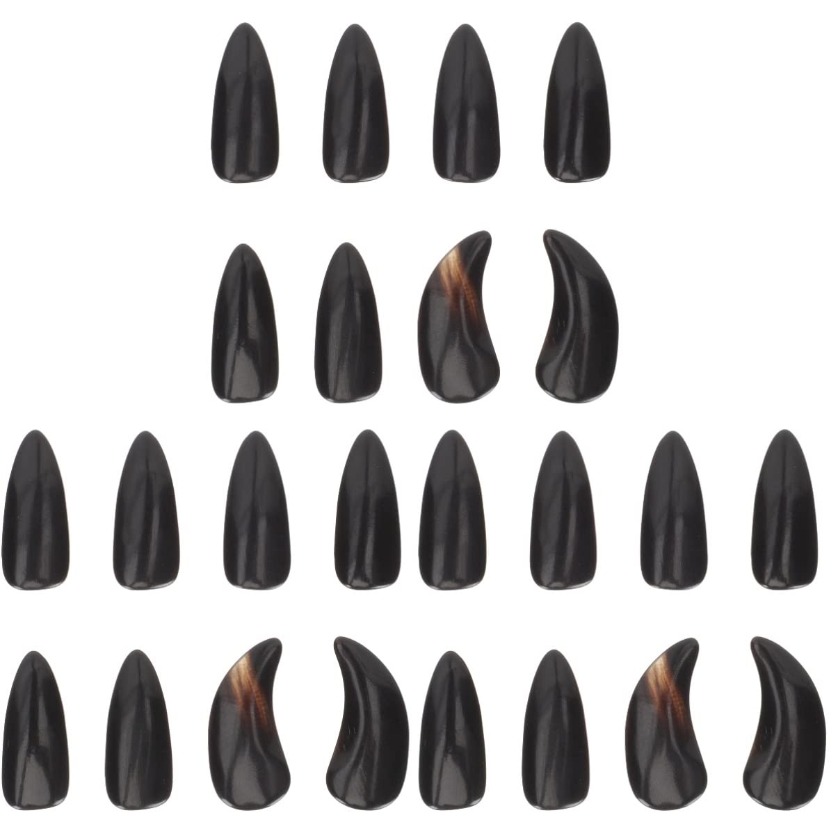 Milisten 24-Piece Guzheng Nail Set - Professional Guzheng Picks, Finger Picks & Nail Covers for Guzheng, Pipa, Erhu & Violin - Black Horn Fake Nails for Kids & Adults - Perfect for Traditional Chinese Music Practice & Performance
