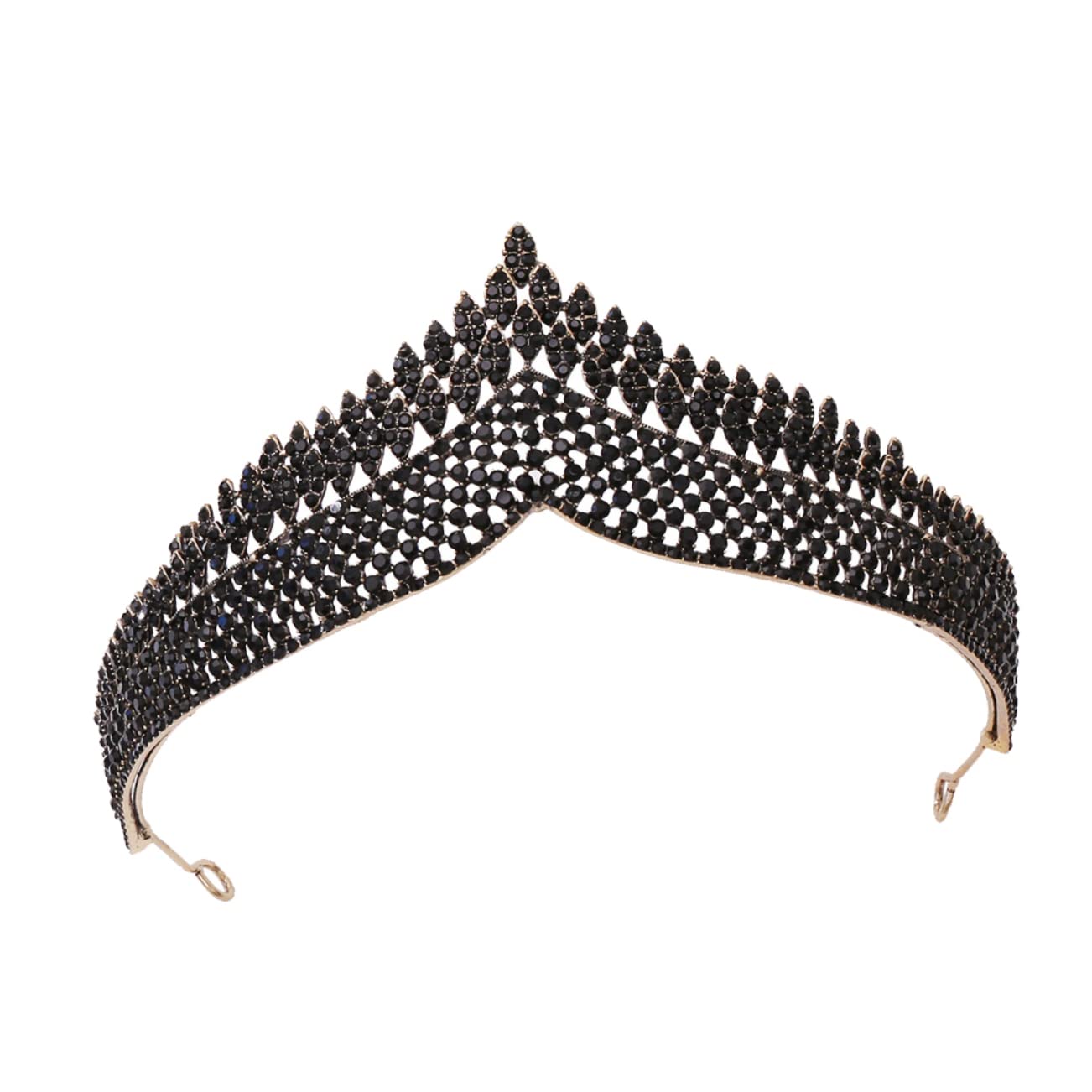 Black Crystal Bridal Tiara with Pearls & Rhinestones - Elegant Baroque Wedding Crown Headpiece for Women | Perfect for Brides, Princess-Themed Parties, Prom & Formal Events