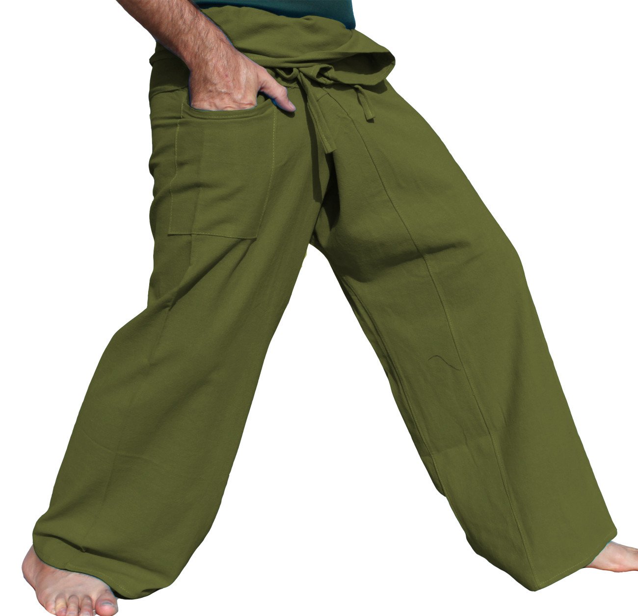 RaanPahMuang Thai Fisherman Pants for Men & Women - 100% Cotton Loose Yoga Harem Pants - Unisex Pirate Kimono Style Trousers - Perfect for Yoga, Meditation, Beachwear and Boho Fashion
