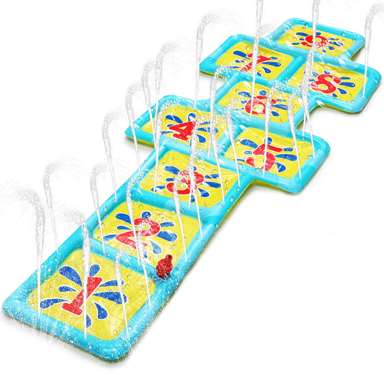 Hopscotch Splash Pad Mat - 68.5x23.5 Inch Water Play Mat for Outdoor Summer Fun