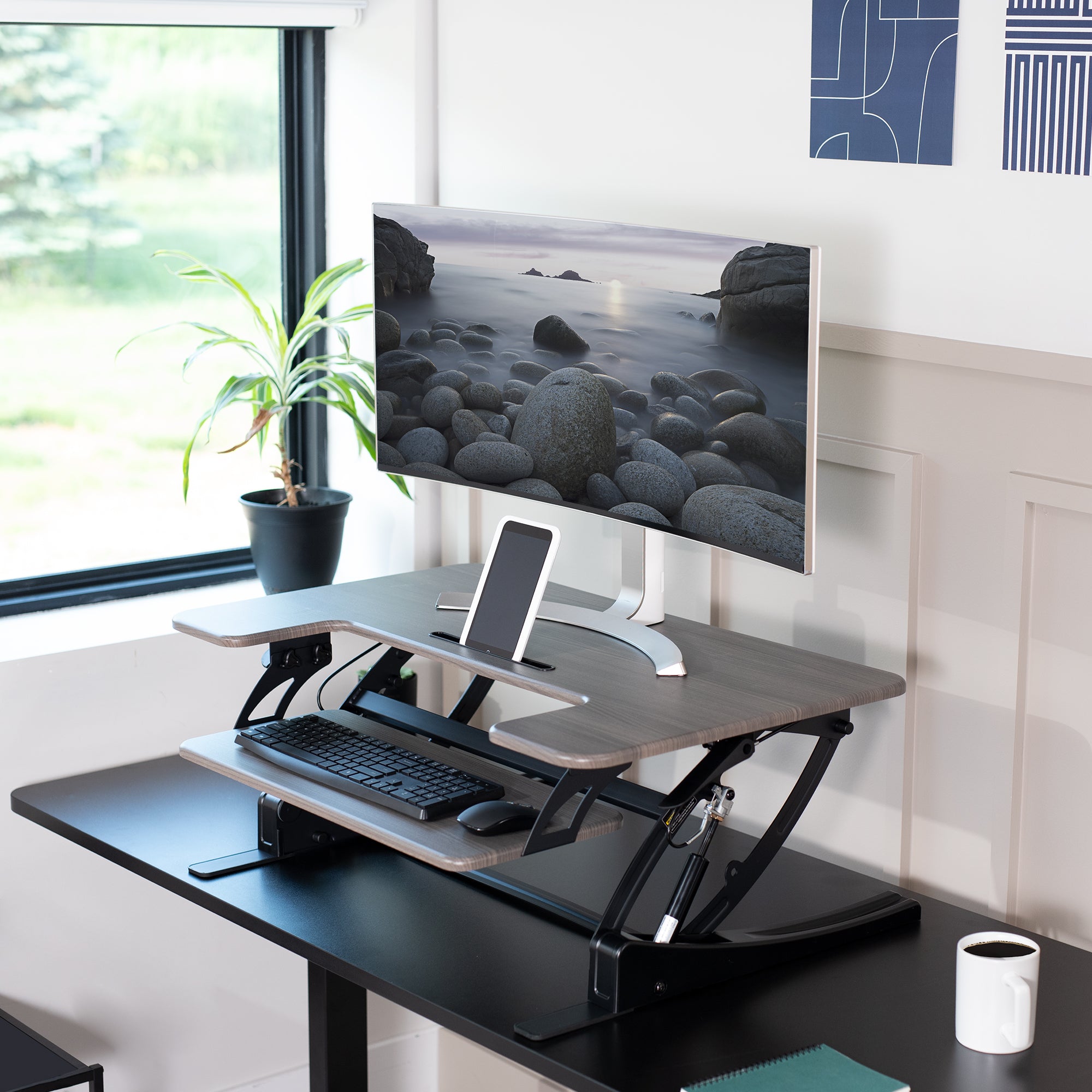 V Series Standing Desk Converter - Adjustable Height Riser for Home & Office - Perfect for Ergonomic Workstations, Laptop & Monitor Setup