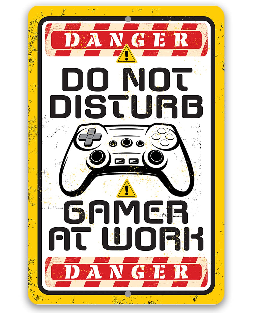 Gamer Room Decor for Men & Boys - Do Not Disturb Metal Sign for Gaming Room - Indoor/Outdoor Gaming Accessories - Perfect for Man Cave, Teen Bedroom & Gamer Gifts - Durable Gaming Wall Art for PC Setup & Esports Fans