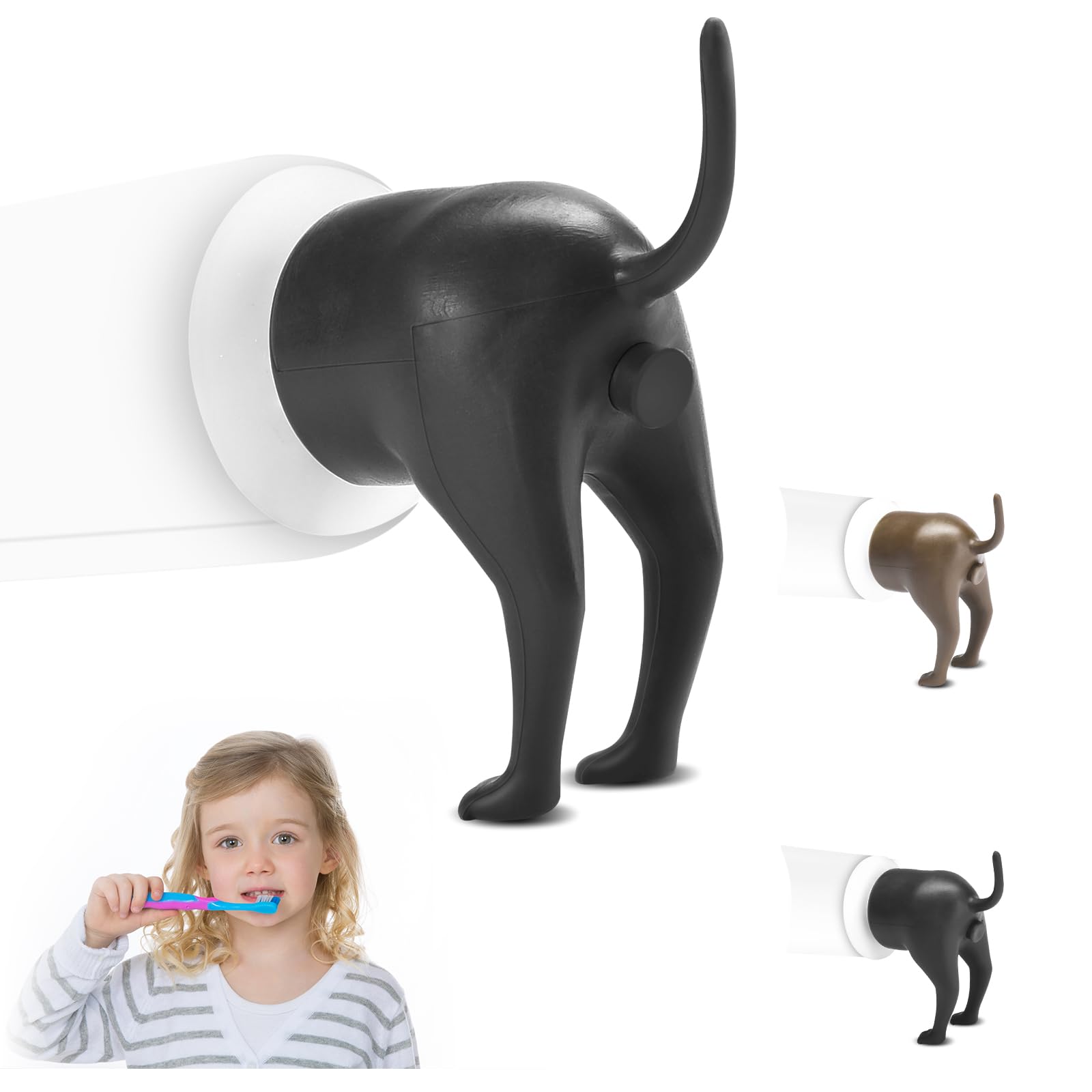 2 Pack Silicone Dog Butt Toothpaste Toppers - Fun Dog Toothpaste Dispenser for Bathroom Accessories & Pet Gifts - Perfect for Family, Friends & Pet Lovers (Great for Brushing Dog Teeth & Funny Bathroom Decor)