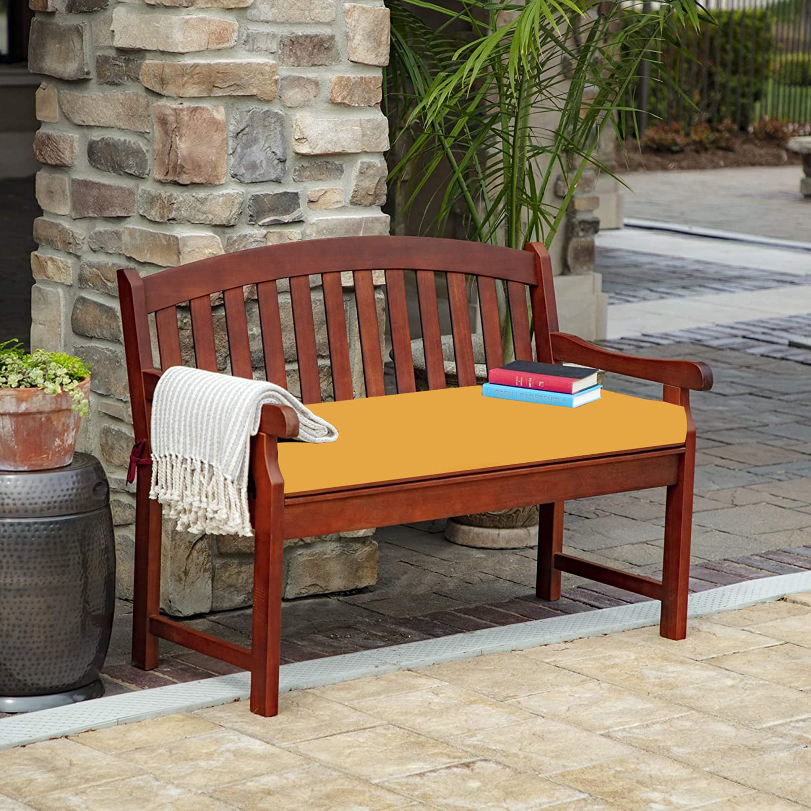 Waterproof Outdoor Patio Bench Cushion - Non-Slip Garden Swing Cushion for Wicker Loveseat & Furniture | Sunbrella Fabric | Indoor/Outdoor Use for Deck, Porch & Backyard Relaxation