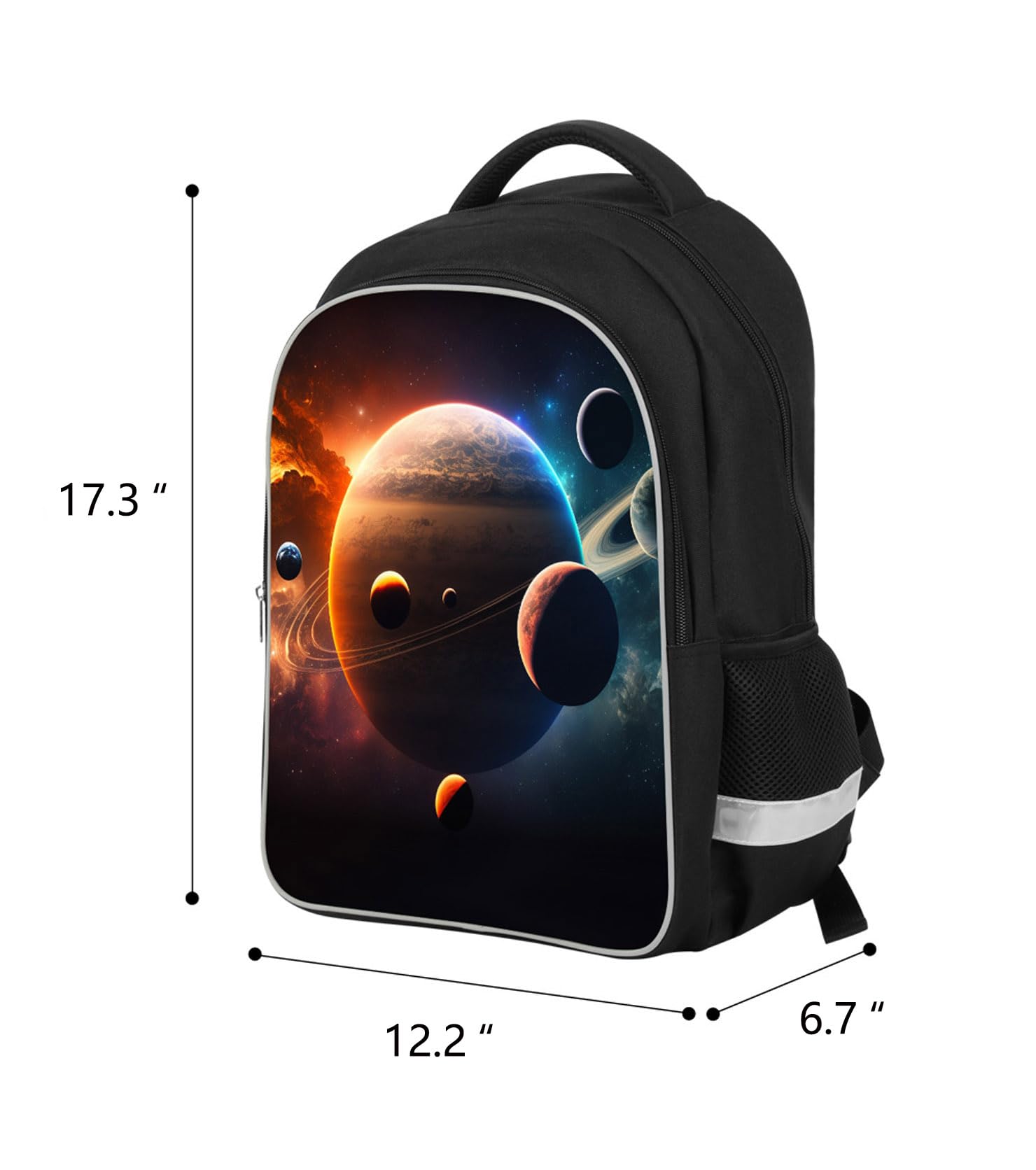 Solar System Backpack for Kids - Galaxy Themed School Bookbag with Tablet Compartment & Side Pockets | 17 Inch Space Planets Design Backpack for Boys & Girls | Durable Polyester Material | Perfect for School, Travel & Astronomy Enthusiasts