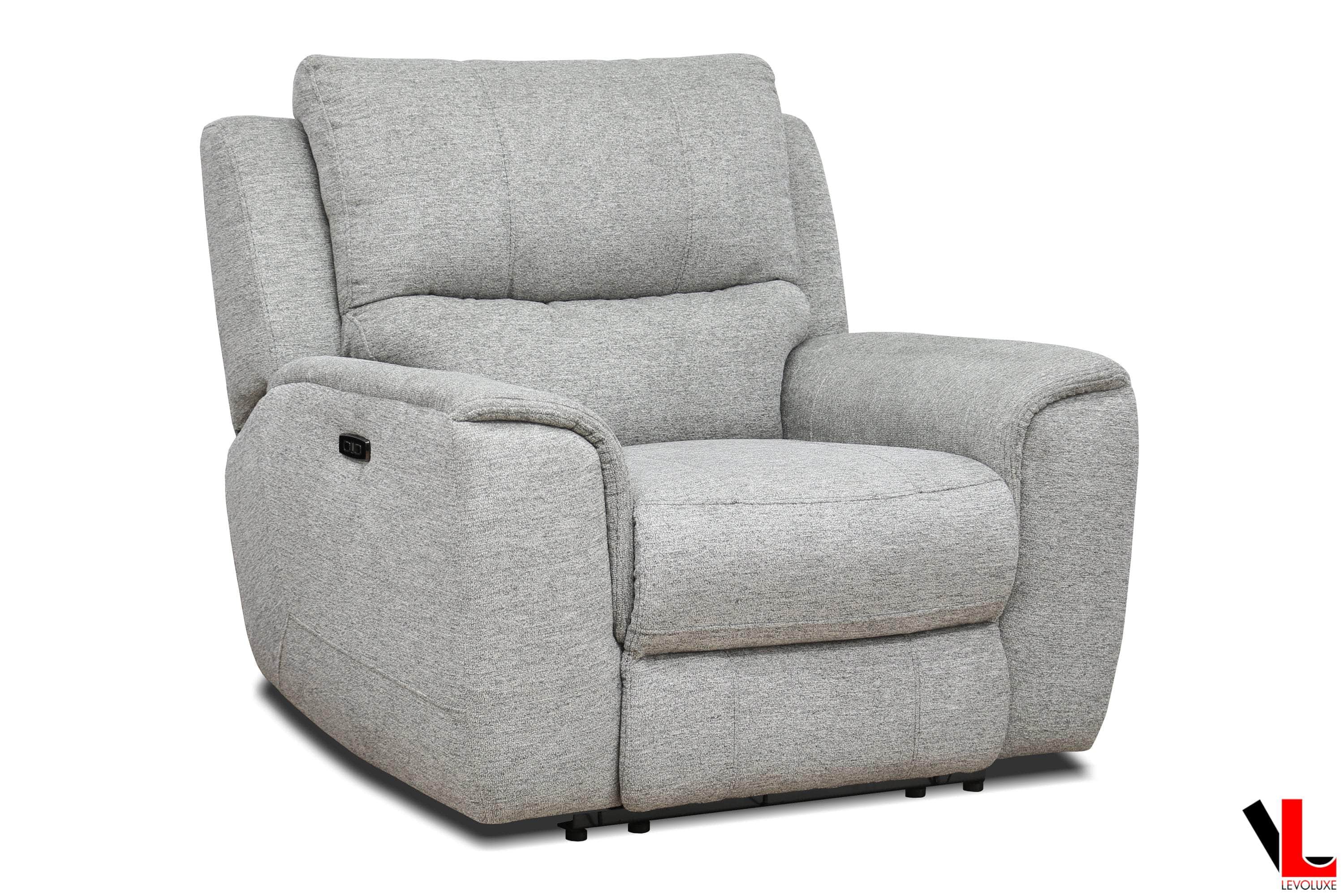 Sentinel 43 Power Reclining Chair with Adjustable Headrest - Soft Tweed Ash Fabric - Comfortable Living Room Recliner for Home Theater, Reading & Relaxation