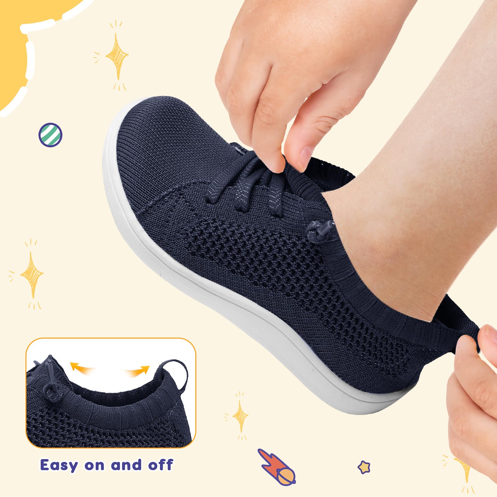 LeIsfIt Toddler Shoes for Girls & Boys - Wide Fit Barefoot Minimalist Sneakers with Zero Drop Sole - Slip-On Tennis Shoes for Kids - Perfect for Playtime, School & Outdoor Activities