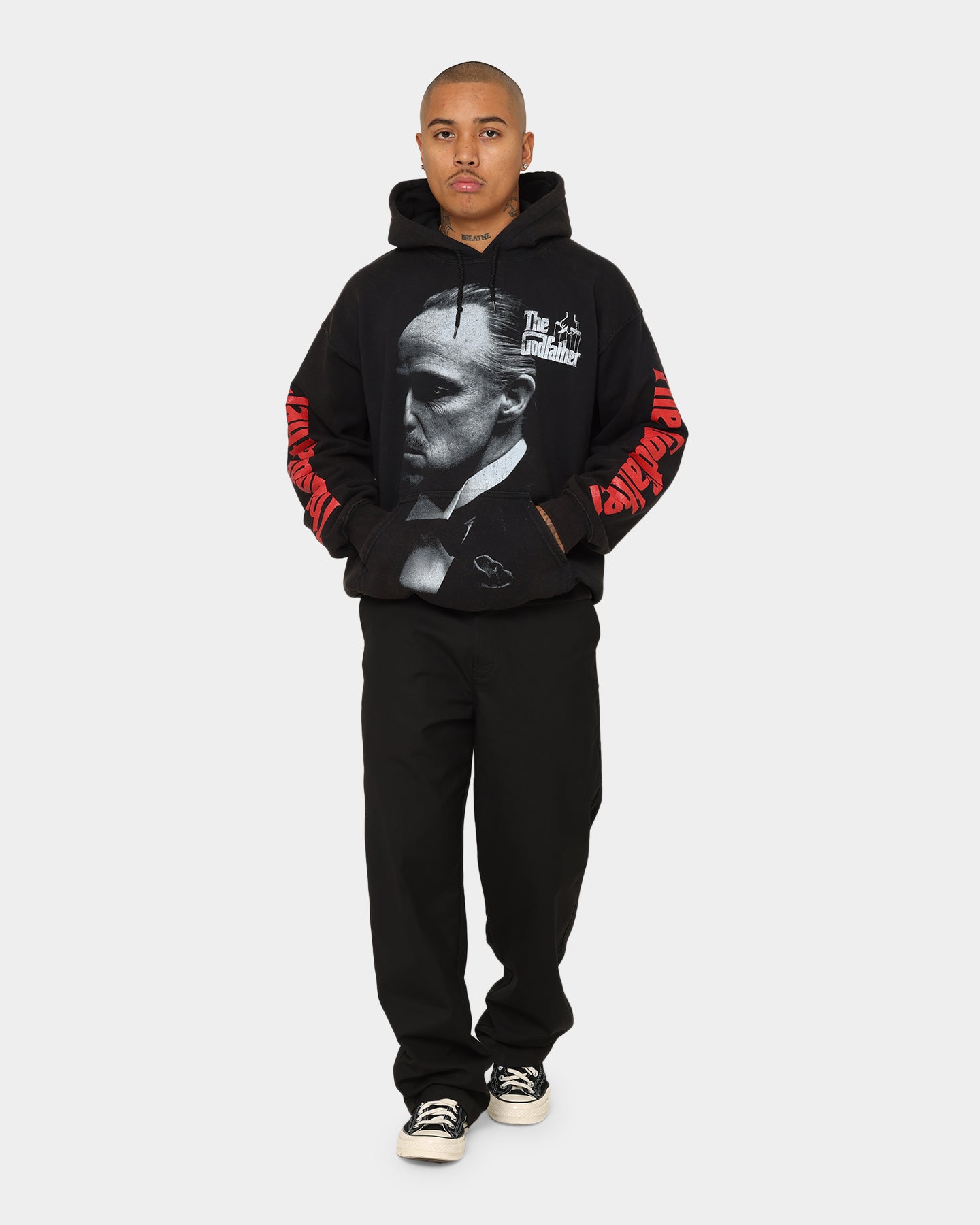 The Godfather Vintage Hoodie - Black Wash Distressed Cotton Pullover | American Thrift Retro Movie Merchandise | Perfect for Cosplay, Halloween & Gangster Theme Parties