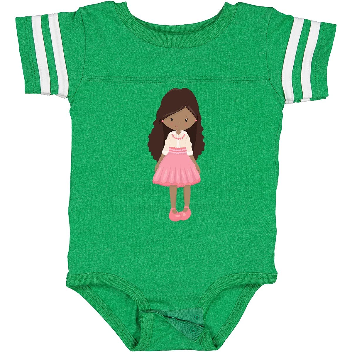 Inktastic African American Girl Fashion Baby Bodysuit with Pink Pearls - Cute Outfit for Birthday, Photoshoot & Special Occasions