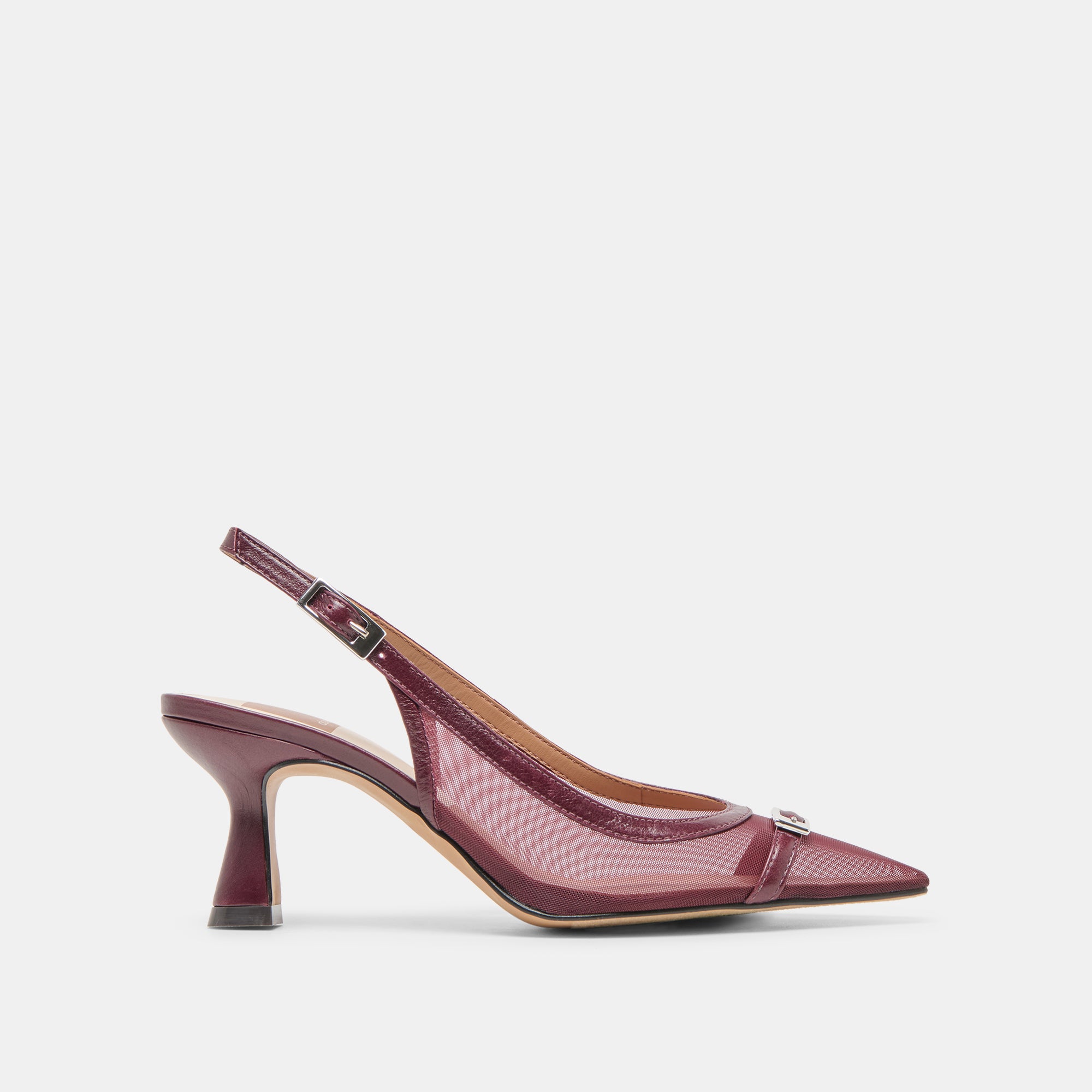 LORINE Women's Burgundy Mesh High Heels - Elegant Stiletto Pumps for Parties, Weddings & Evening Events