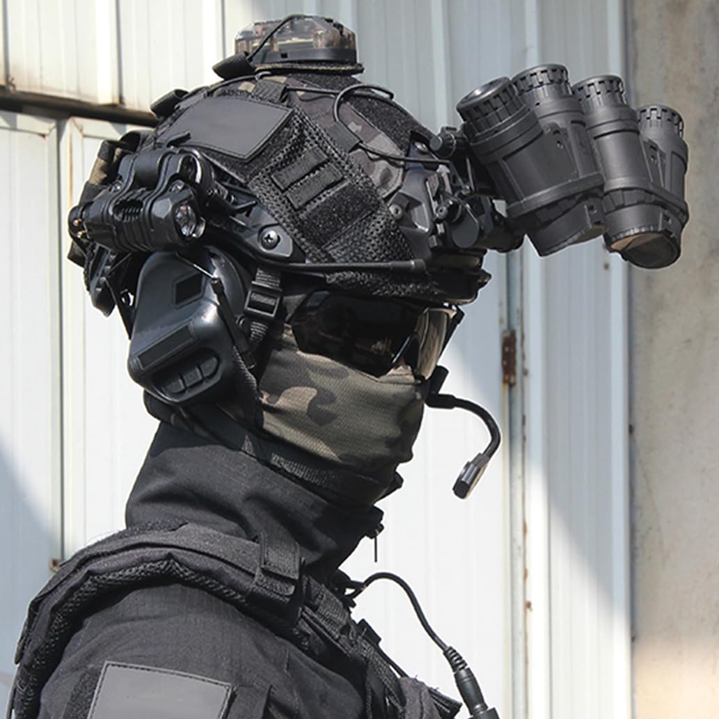 Tactical Paintball Airsoft Helmet Set with Noise Cancelling Headset, Telescope, Visor, Goggles & NVG Mount - Ideal for Military Simulation, Airsoft Battles & Outdoor Adventure