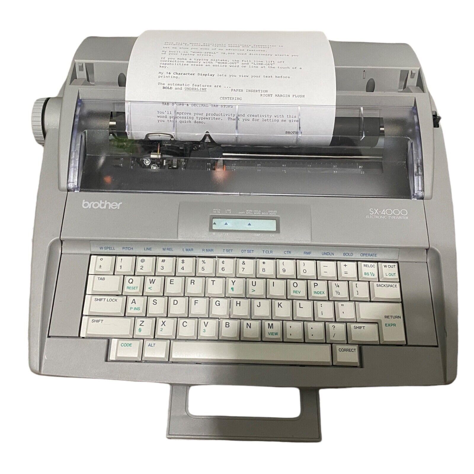 Brother SX-4000 LCD Display Typewriter (Renewed) - Vintage Style Electric Typewriter for Writers, Students & Office Use