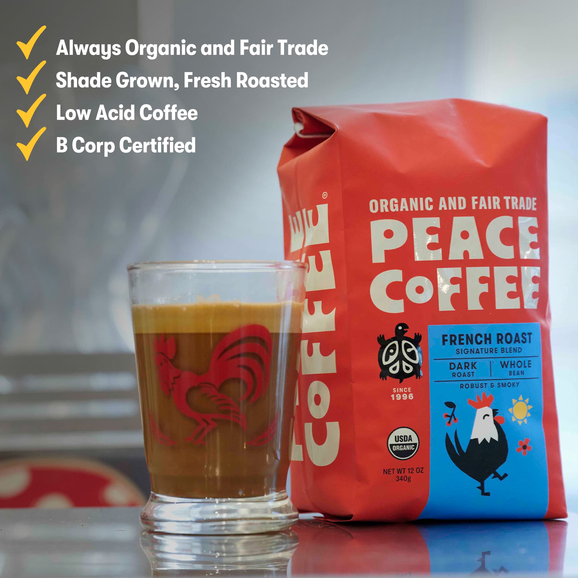 Organic Fair Trade French Roast Dark Roast Coffee - 5 lb Ground | Shade Grown, Fresh Roasted | Soft & Gentle Flavor | Perfect for Morning Brew, Office Use & Gift Giving