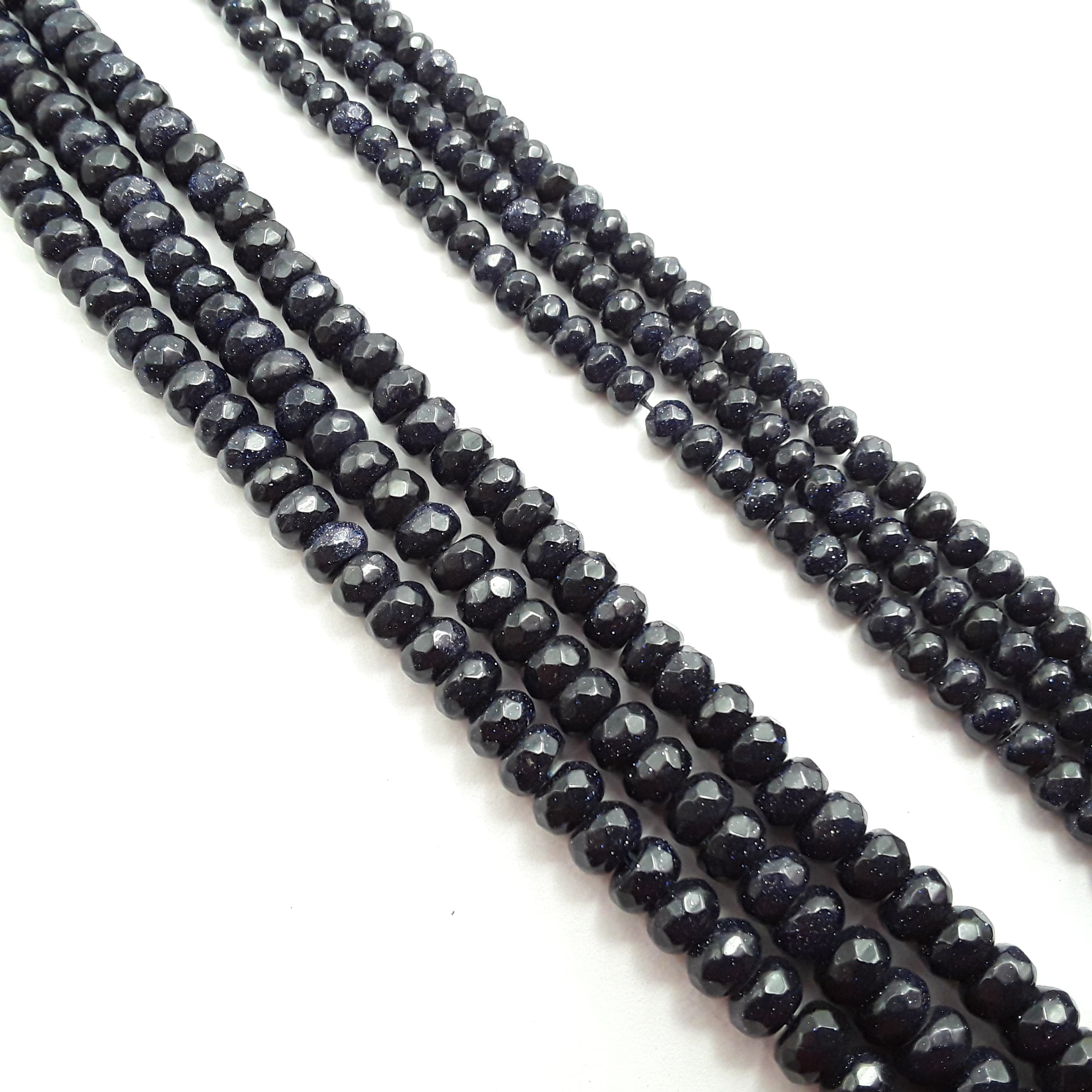Blue Sand Goldstone Faceted Rondelle Beads 4x6mm 5x8mm - 15.5 Inch Strand for Jewelry Making, DIY Bracelets, Necklaces & Craft Projects - Perfect for Bohemian, Healing Crystal & Spiritual Jewelry Designs