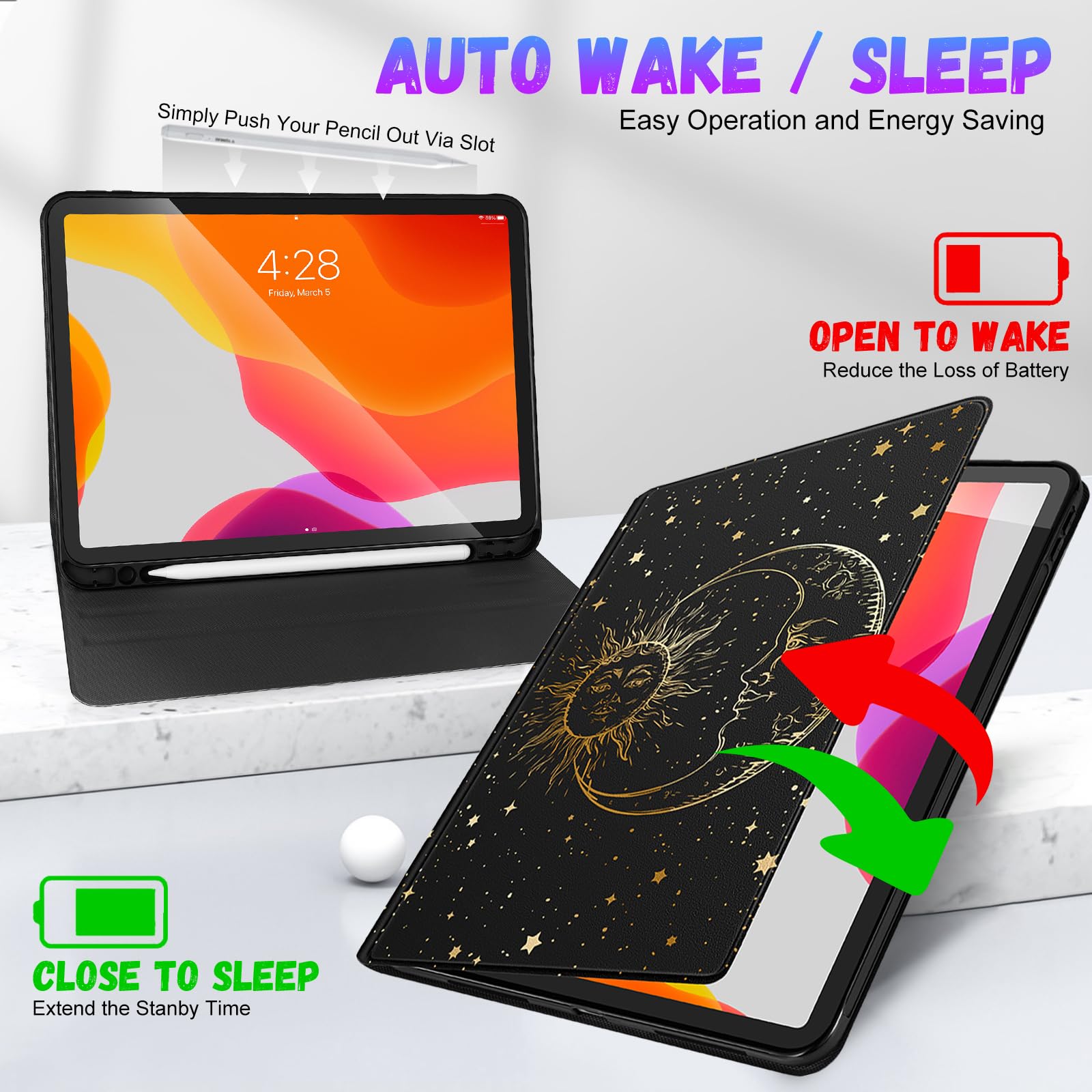 Stylish iPad Air 11 Case (M2/M3) & iPad Pro 11 Cover - Compatible with iPad Air 5th/4th Gen 10.9