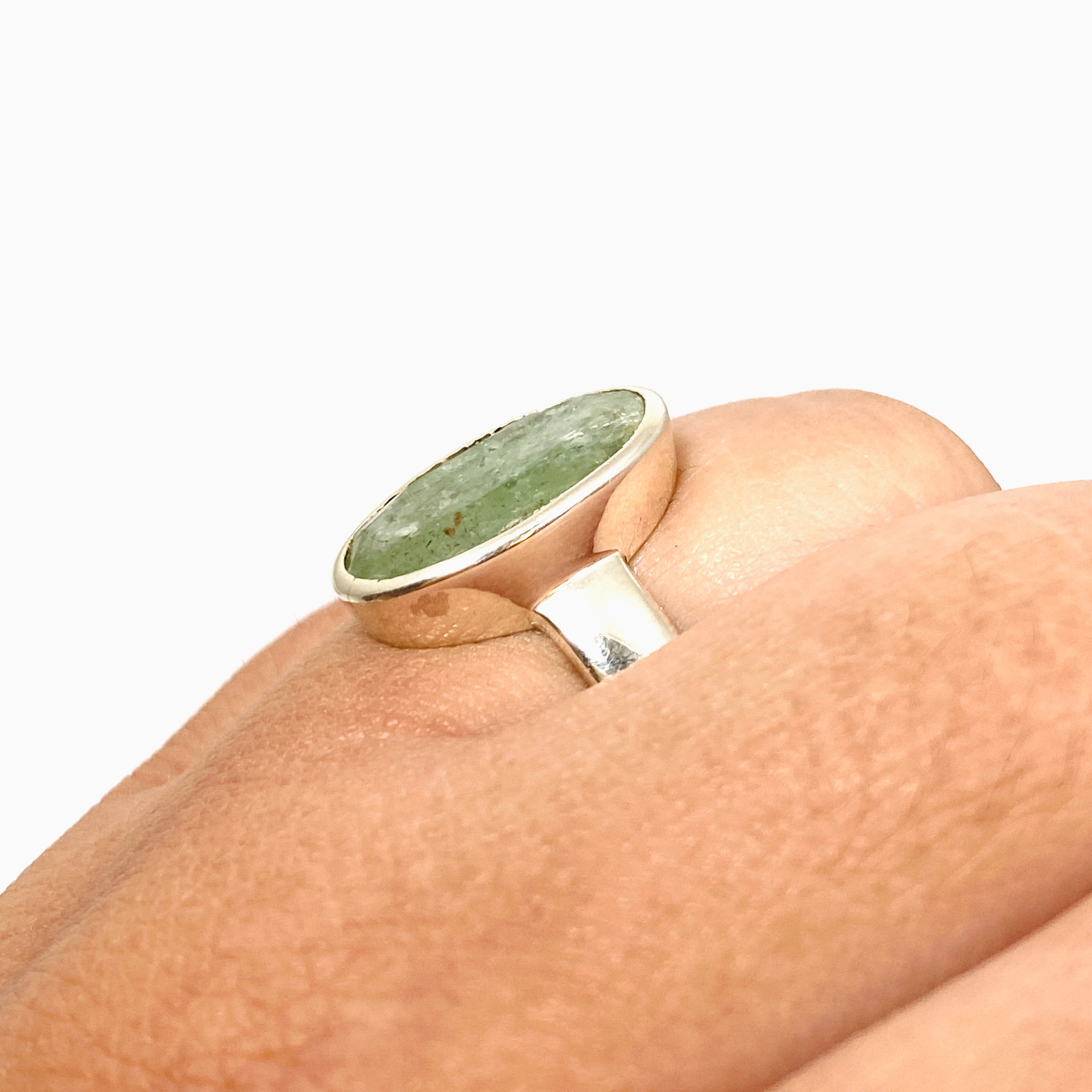 Natural Green Kyanite Oval Faceted Ring - Size 11 Sterling Silver Jewelry PRGJ819 | Healing Crystal Ring for Meditation, Energy Work & Spiritual Gifts