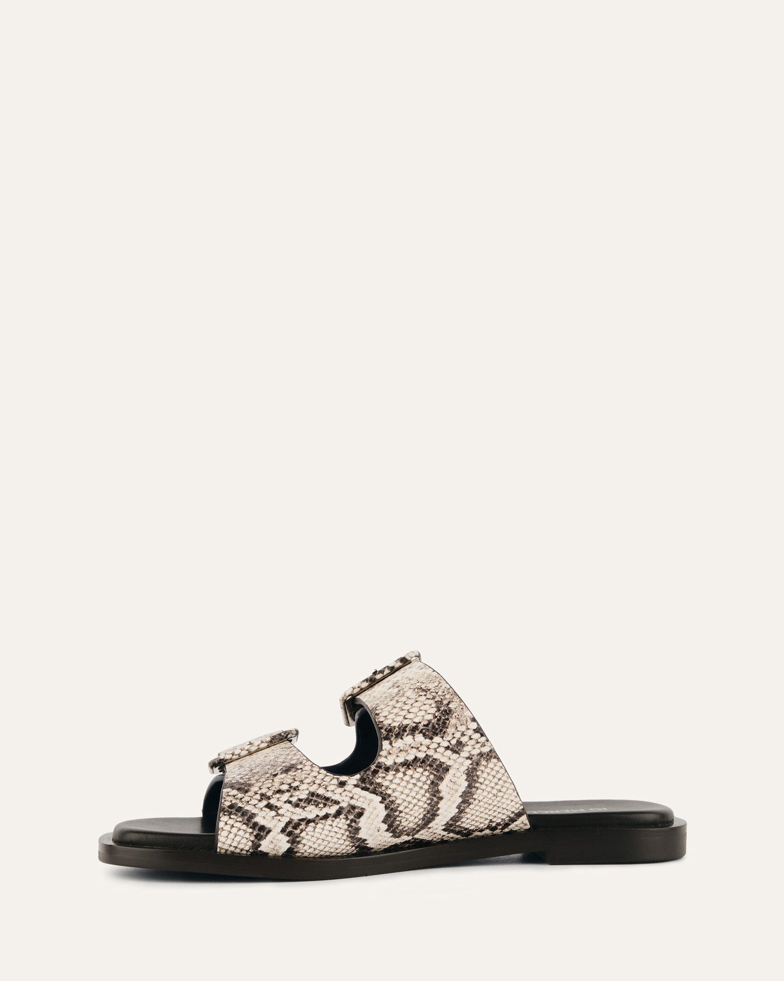 SEBASTIAN Women's Flat Slide Sandals - Natural Snake Print Leather - Comfortable Casual Shoes for Summer, Beach, and Outdoor Wear