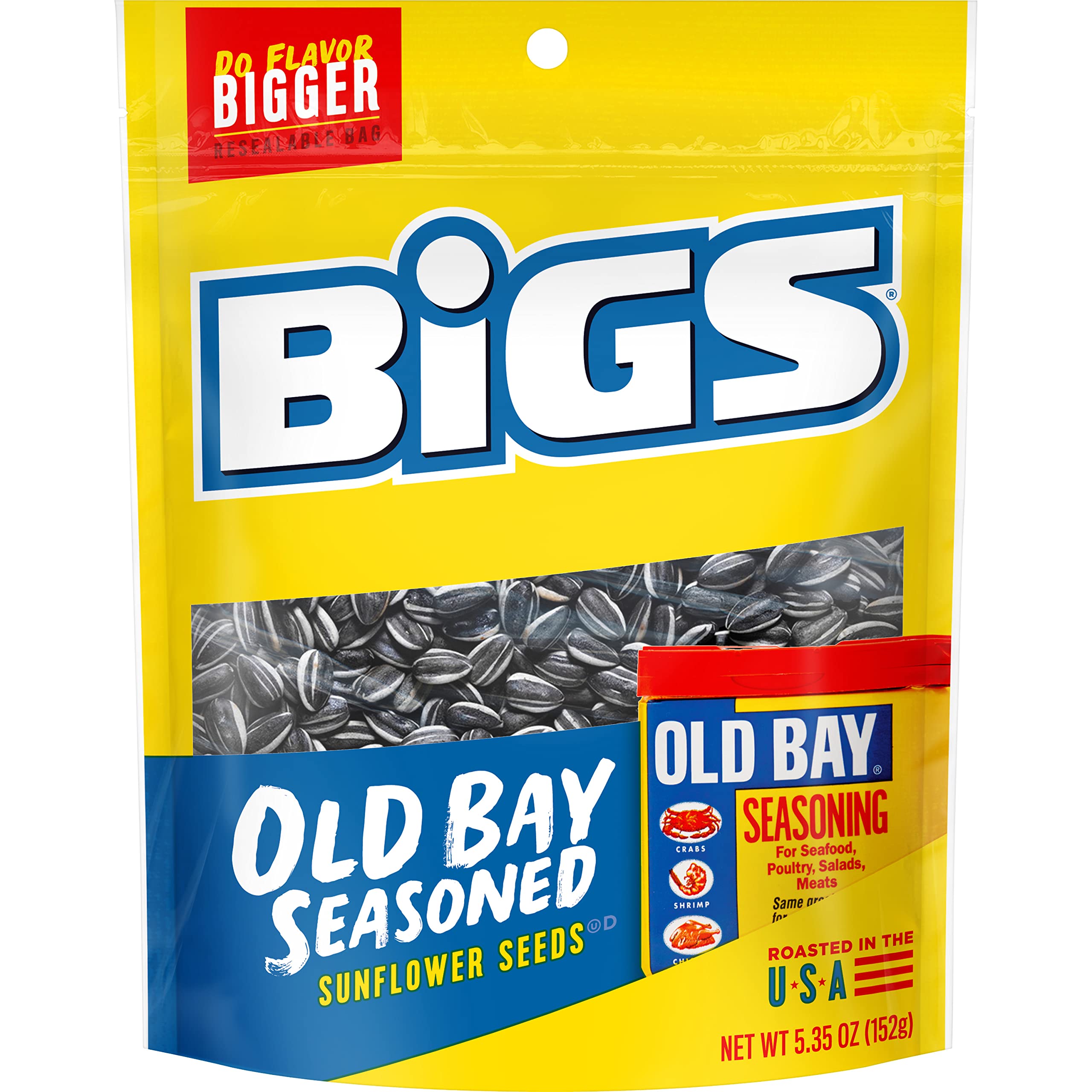 BIGS Sunflower Seeds - Keto Friendly, Low Carb Snack - 5.35 oz Bags (Pack of 2) - Old Bay Seasoning - Perfect for Road Trips, Sports Games & Healthy On-the-Go Snacking