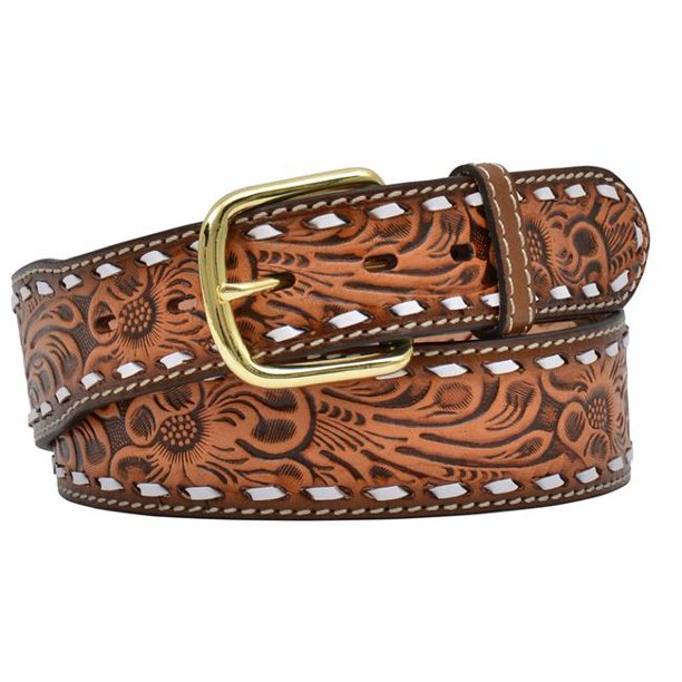 3D Men's Natural Floral Embossed Buckstitch Belt - Stylish Leather Waistband for Casual & Formal Wear - Perfect for Office, Wedding & Everyday Outfits