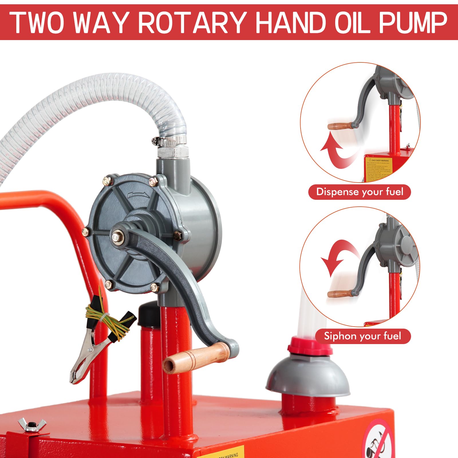 50 Gallon Portable Oil Transfer Tank - Heavy Duty Diesel Fuel Storage Container for Gas, Kerosene & Fluids - Ideal for Boat, ATV, Car, Motorcycle & Farm Use (Red) - Perfect for Emergency Fuel Storage & Off-Grid Applications
